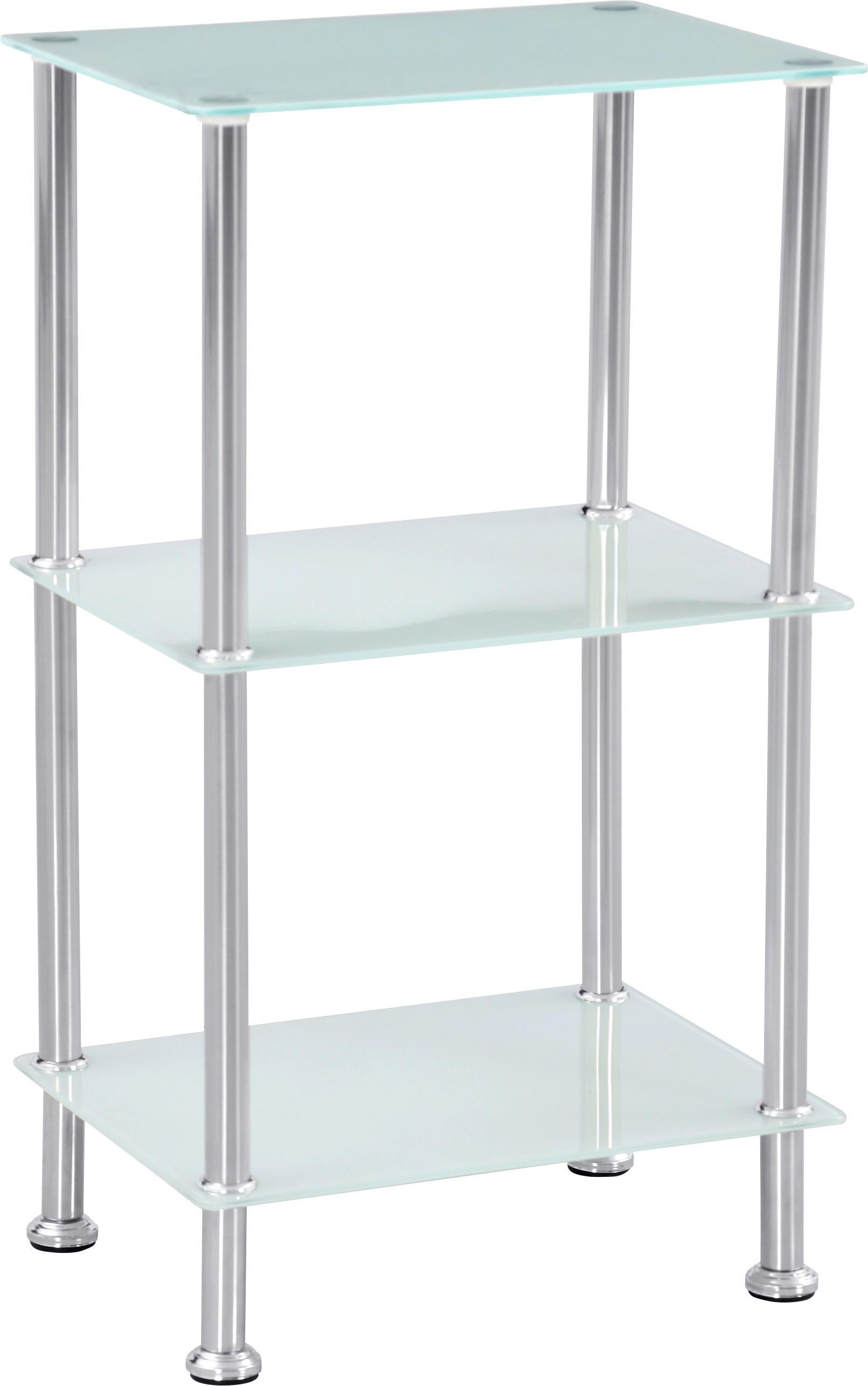 Regal mit Glasfächern Glare B 40cm, Edestahl/Weiß - Edelstahlfarben/Weiß, MODERN, Glas/Metall (40/70/30cm) - Luca Bessoni