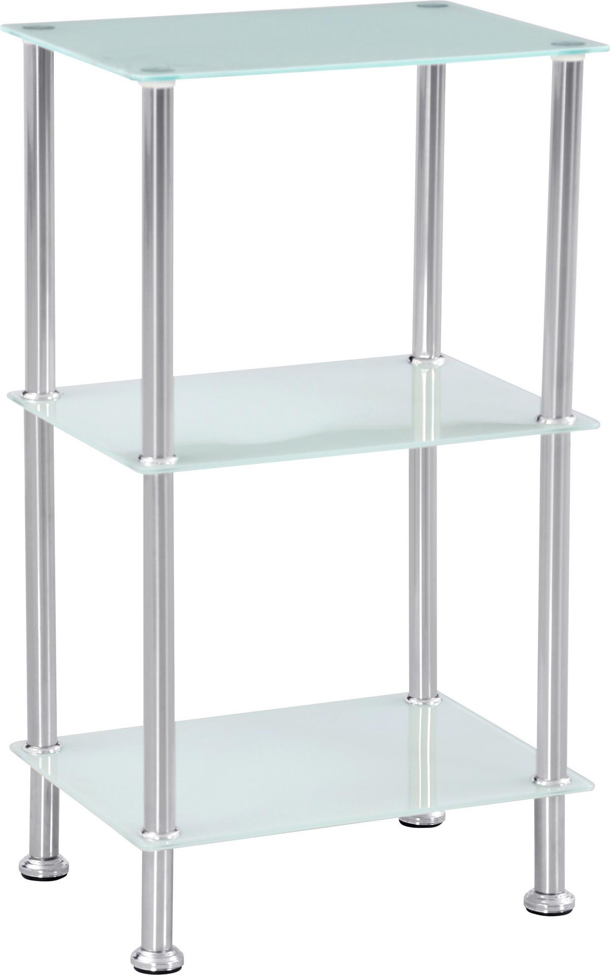 Polc Glare - nemesacélszínű/fehér, Modern, Üveg/fém (40/70/30cm) - Luca Bessoni