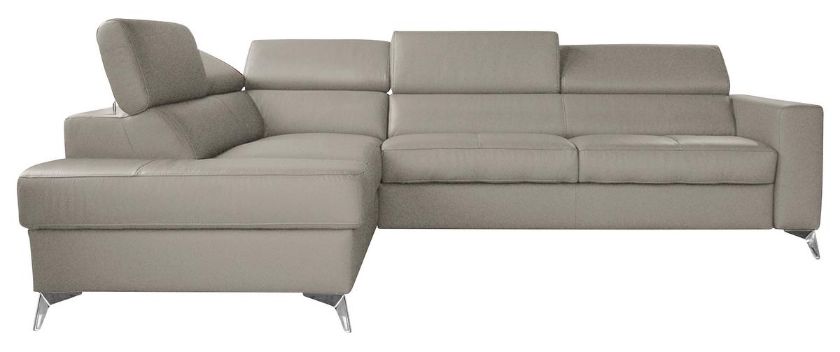 Ecksofa Mondo, Hellgrau S: 208x286 Cm - Chromfarben/Hellgrau, Design, Leder/Textil (208/286cm) - Livetastic