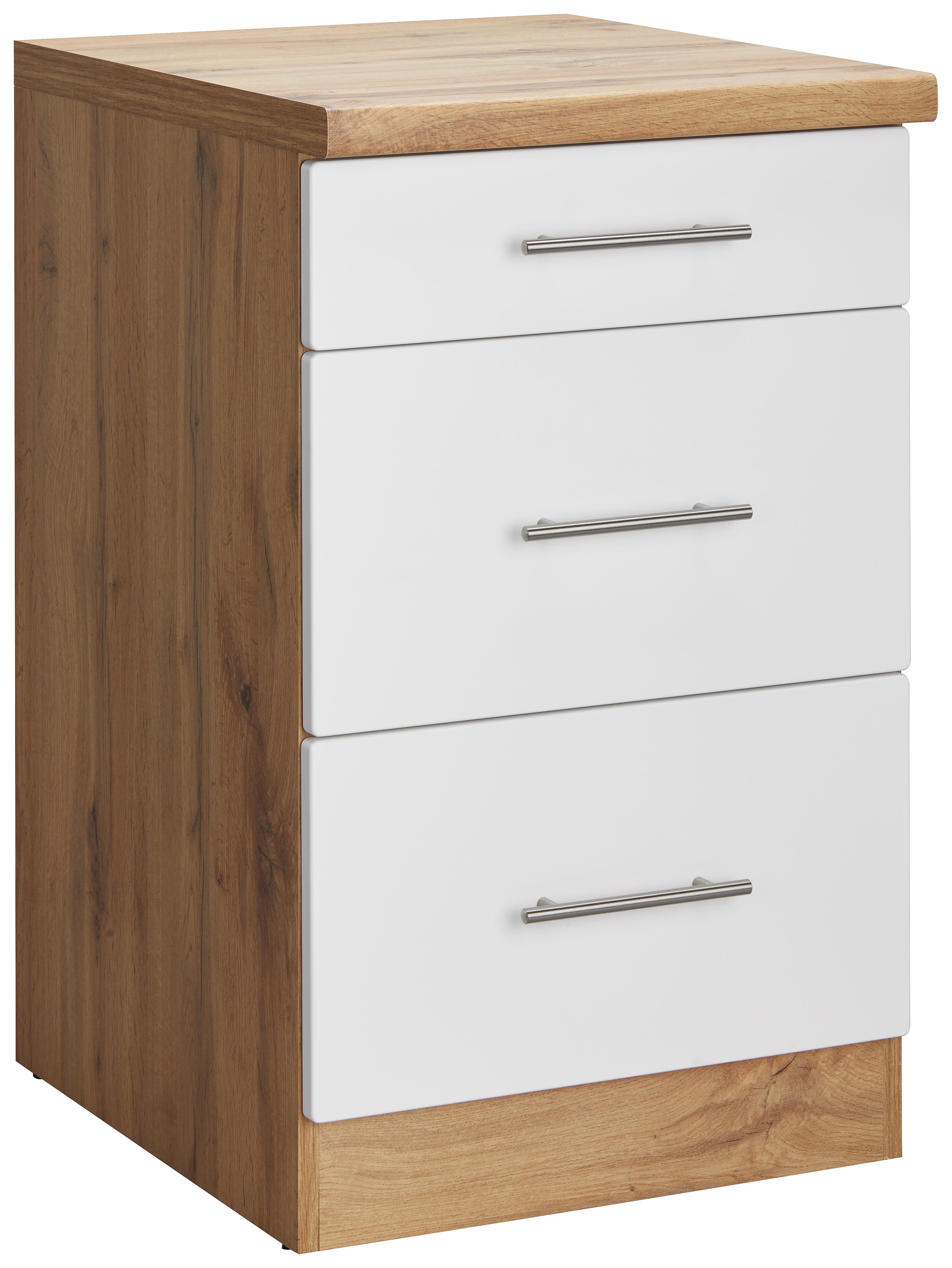 Schubkastenunterschrank Stella USAa50 - Eschefarben/Weiß, Holzwerkstoff (50/86/57cm) - Ombra
