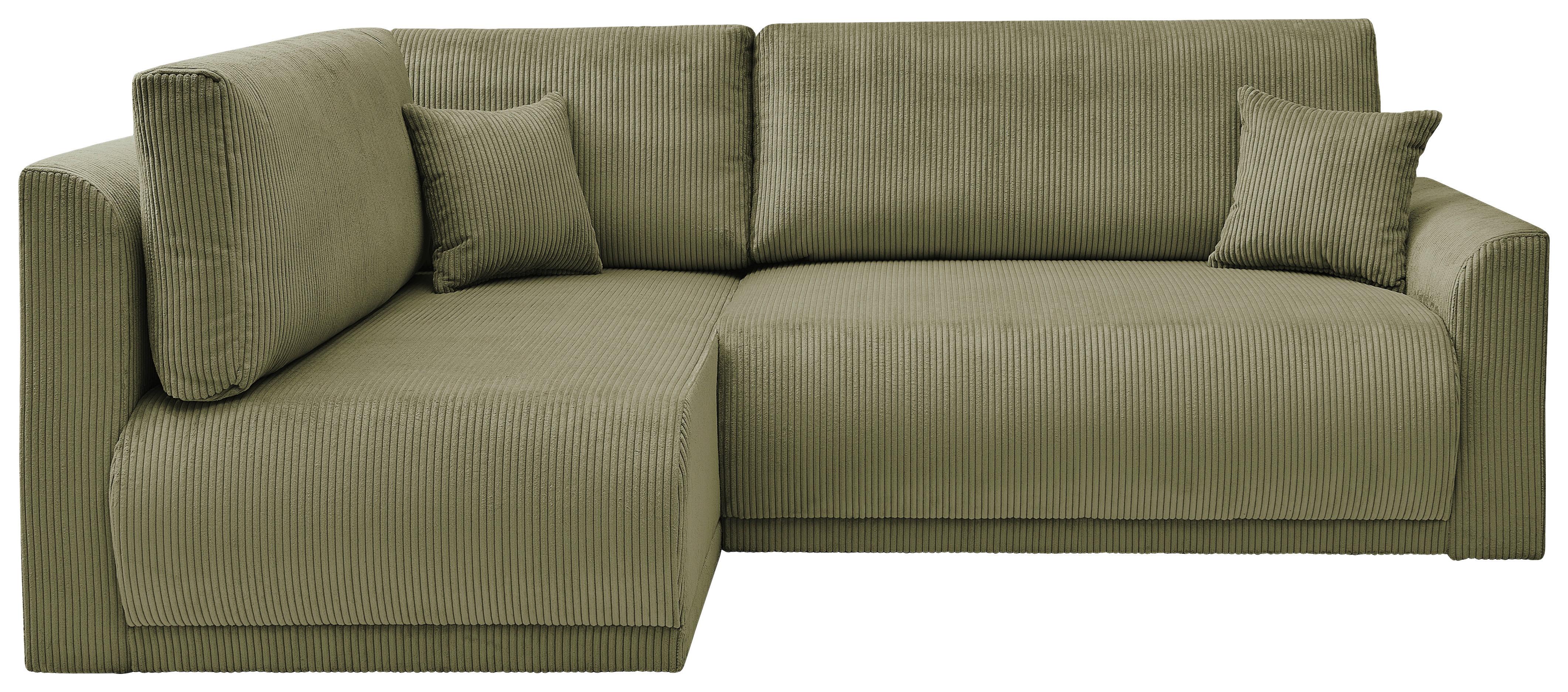 Rohová sedačka KIM L160, oboustr.,olivově zel.manšestr - černá/olivově zelená, Moderní, dřevo/textil (233/160cm)