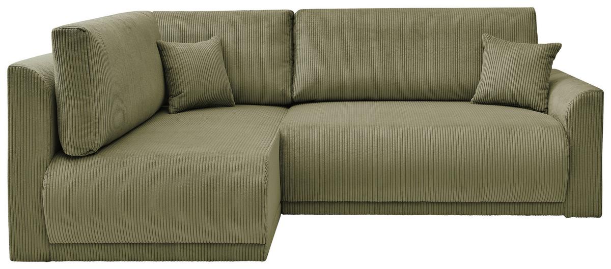 Rohová sedačka KIM L160, oboustr.,olivově zel.manšestr - černá/olivově zelená, Moderní, dřevo/textil (233/160cm)