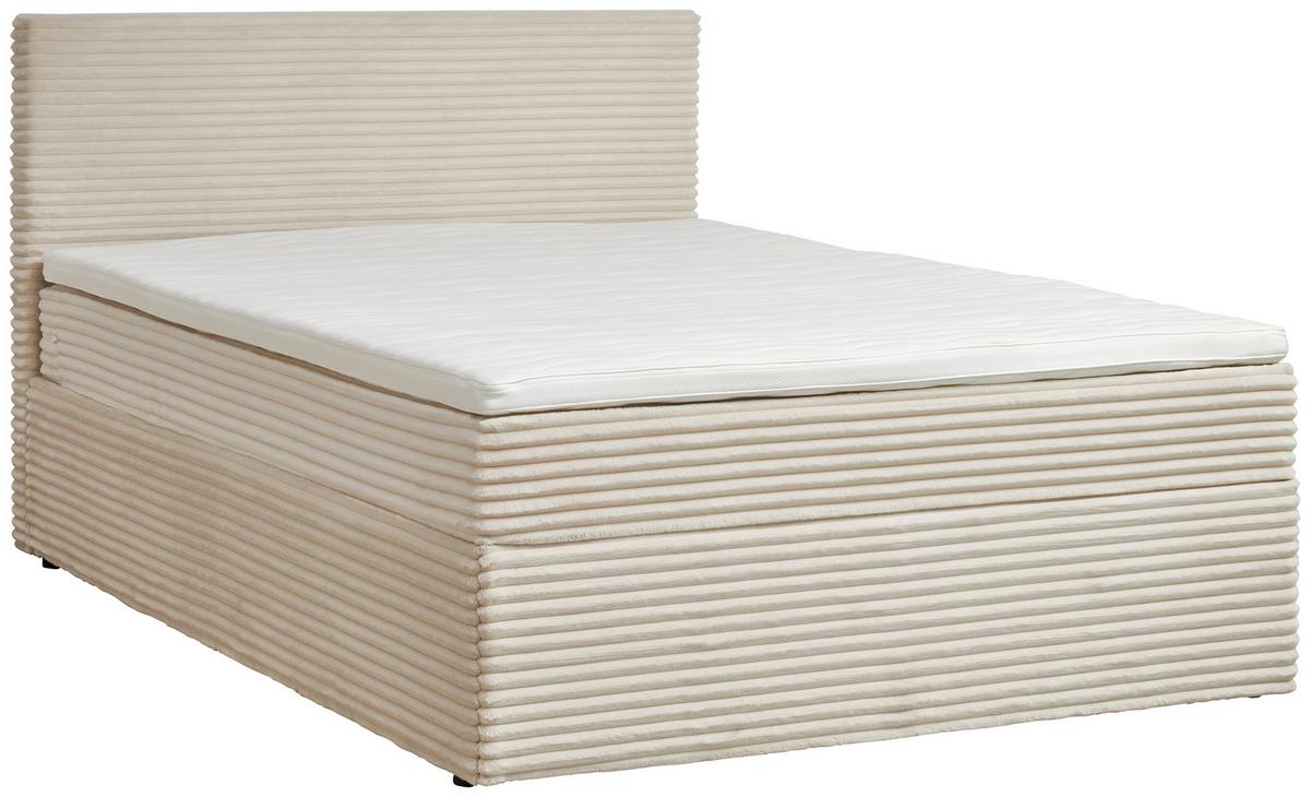 Boxbett Mit Topper 140x200 Cordoba - Creme/Schwarz, Basics, Holz/Textil (140/200cm) - Livetastic