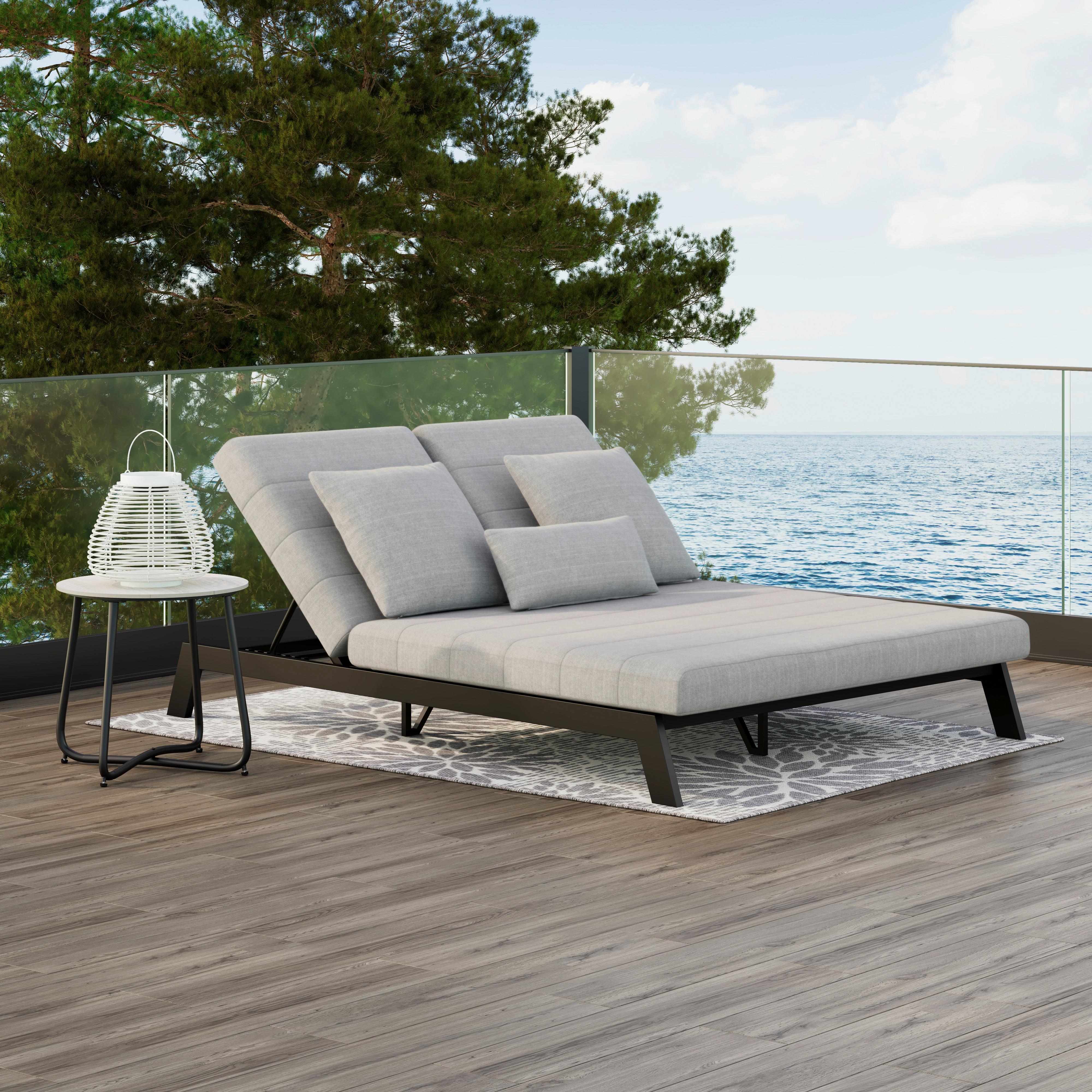 ZÁHRADNÉ LEŽADLO NOURI - svetlosivá, Modern, kov/textil (202/37/143cm) - Bessagi Garden