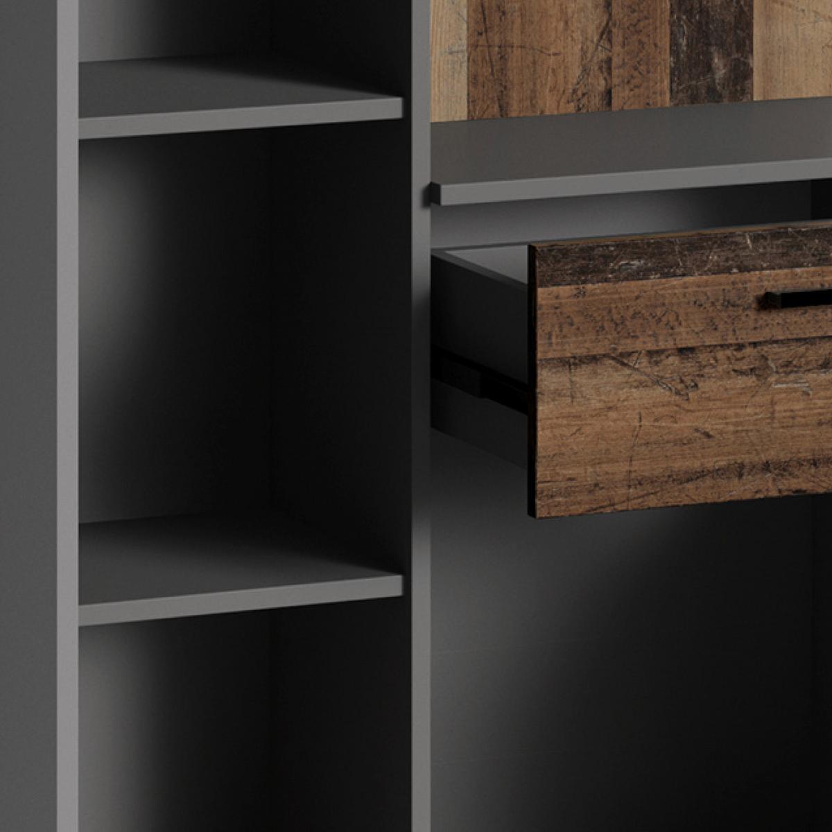 Garderobe Jakob Alteiche Dekor/anthrazit B: 97 Cm - Alteiche/Anthrazit, MODERN, Holzwerkstoff (97/195/30cm) - MID.YOU