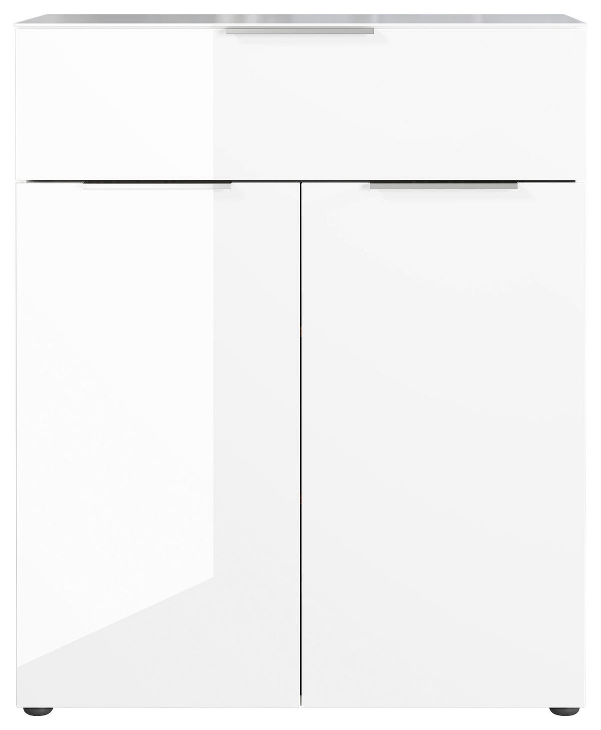 Kommode Stehend B: 83 cm Weiß - Schwarz/Weiß, KONVENTIONELL, Glas/Holzwerkstoff (83/102/42cm) - Germania