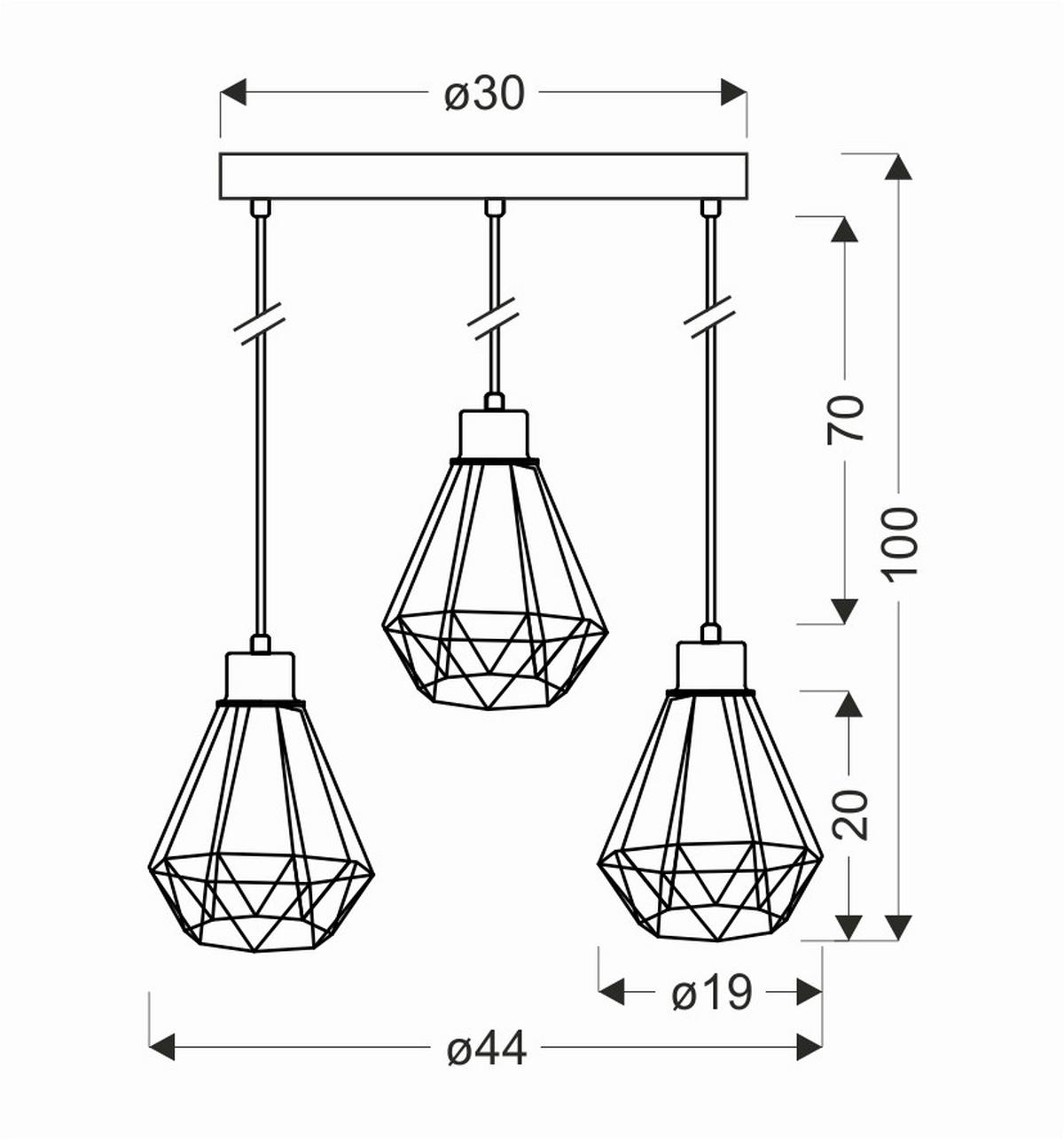 Hängeleuchte 33-00323 - Schwarz, Design, Metall (44/44/100cm)