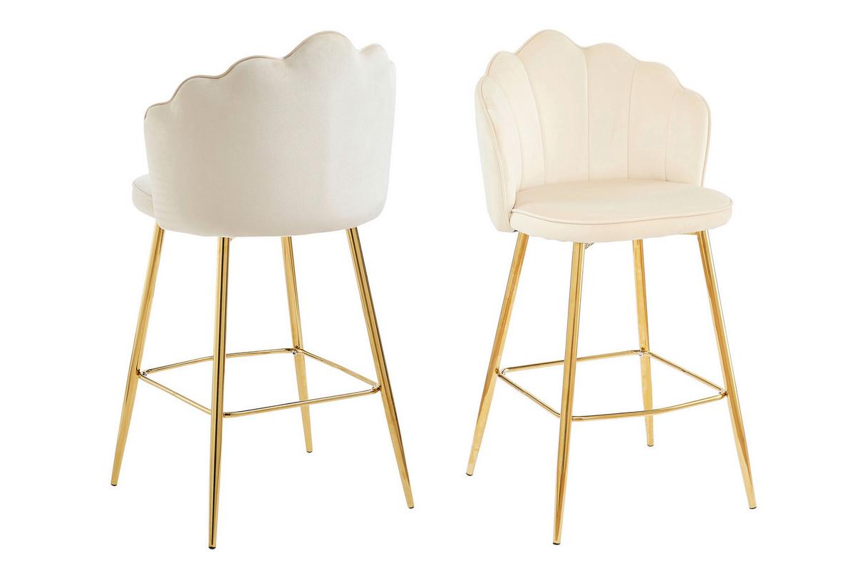 Barhocker-set Beige B: 52 Cm - Beige/Goldfarben, MODERN, Textil/Metall (52/100/54cm) - Livetastic