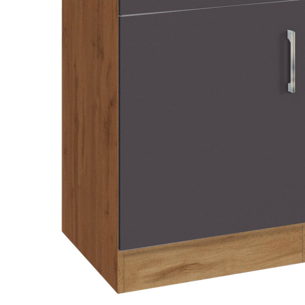 Küchenzeile Sorrento Mit Geräten B: 270 cm Anthrazit - Eichefarben/Anthrazit, MODERN, Holzwerkstoff (270/200/60cm) - Held