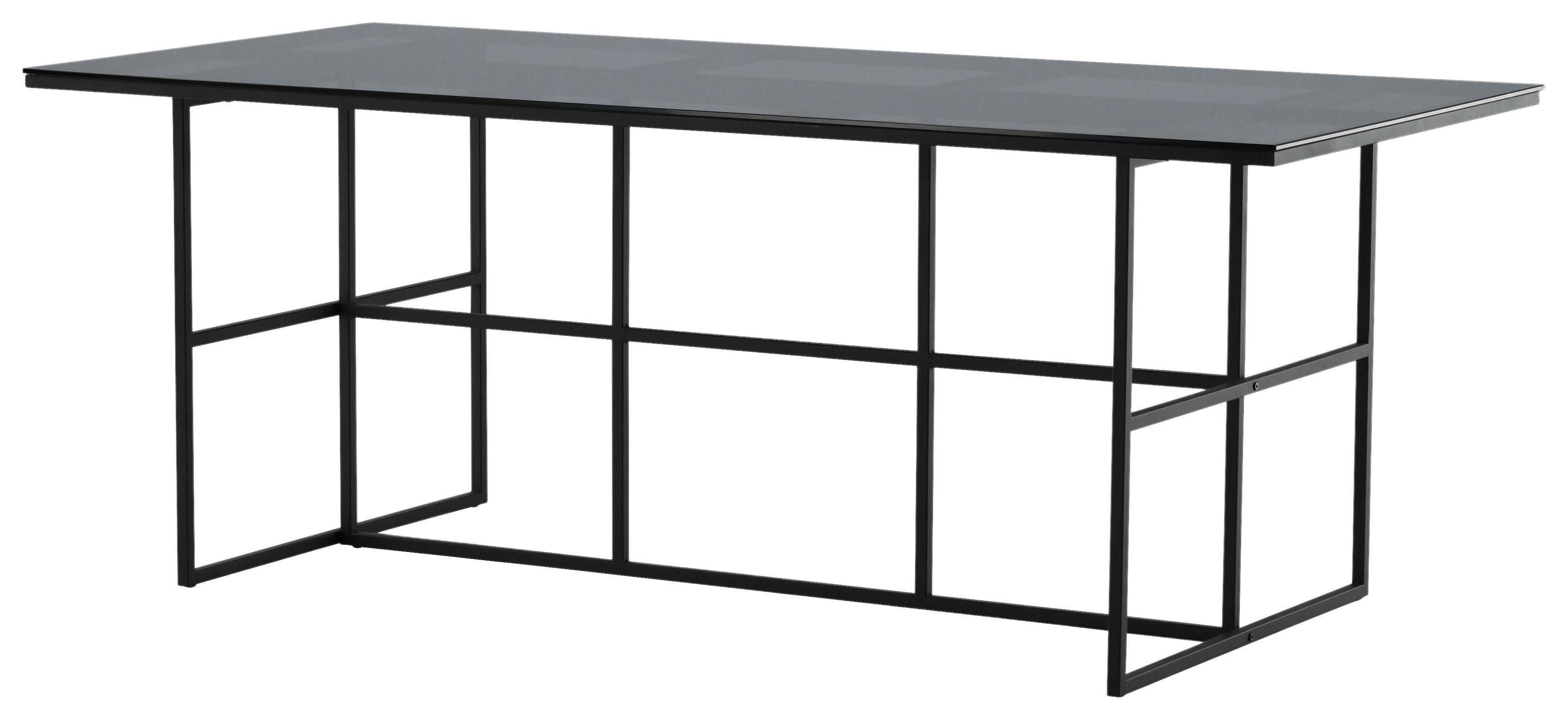 Esstisch Leif - Schwarz, Design, Glas/Metall (200/90/74cm) - Livetastic