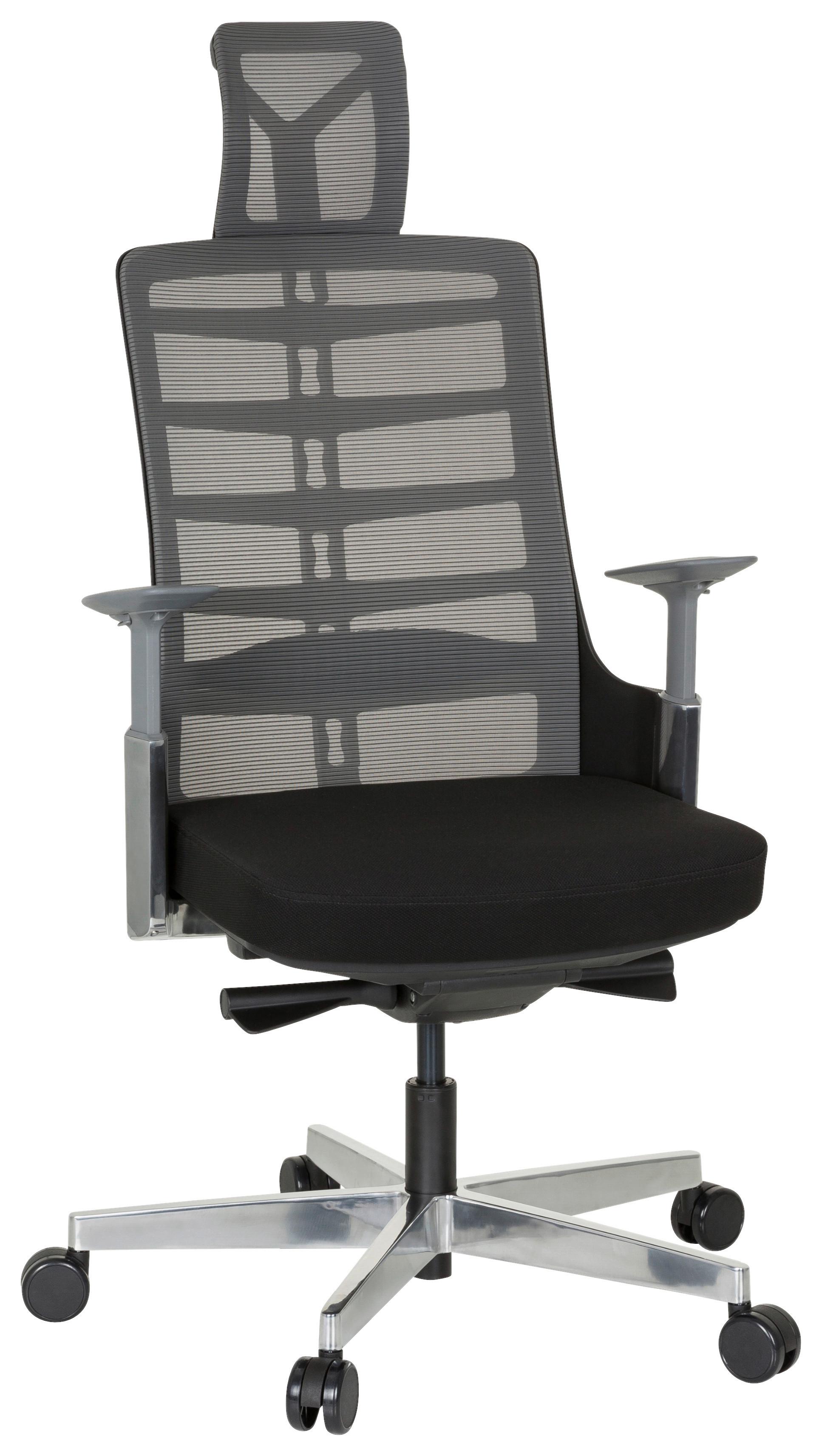 Drehstuhl Skarif Grau/schwarz - Alufarben/Schwarz, MODERN, Kunststoff/Textil (64/128/62cm) - MID.YOU