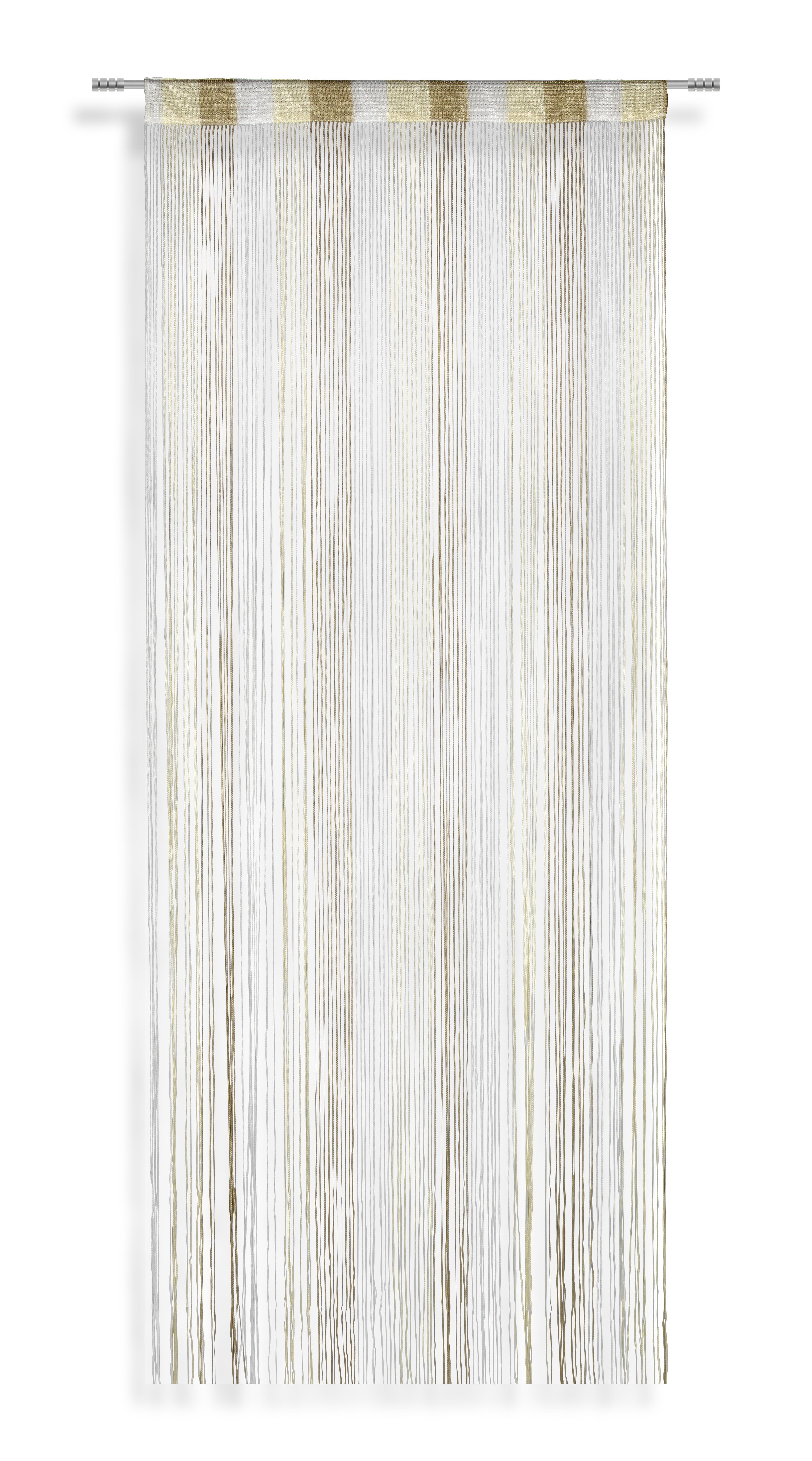 Fadenvorhang Stangendurchzug Rita B: 90cm, Offwhite/Taupe - Taupe/Naturfarben, KONVENTIONELL, Textil (90/245cm) - Luca Bessoni