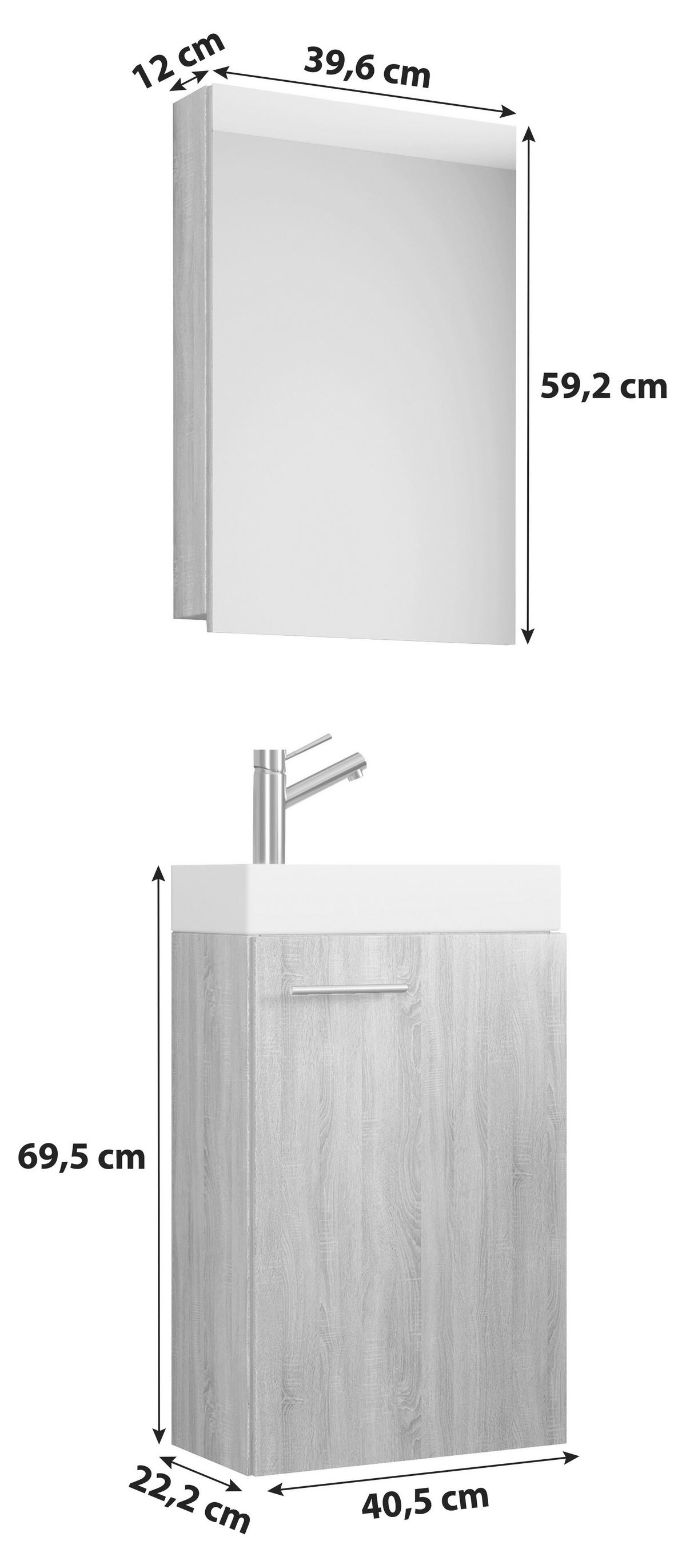 Badmöbel-Set Gäste WC 3-Tlg. Slito B: 41 cm Weiß - Weiß, KONVENTIONELL, Keramik/Holzwerkstoff (41cm) - MID.YOU
