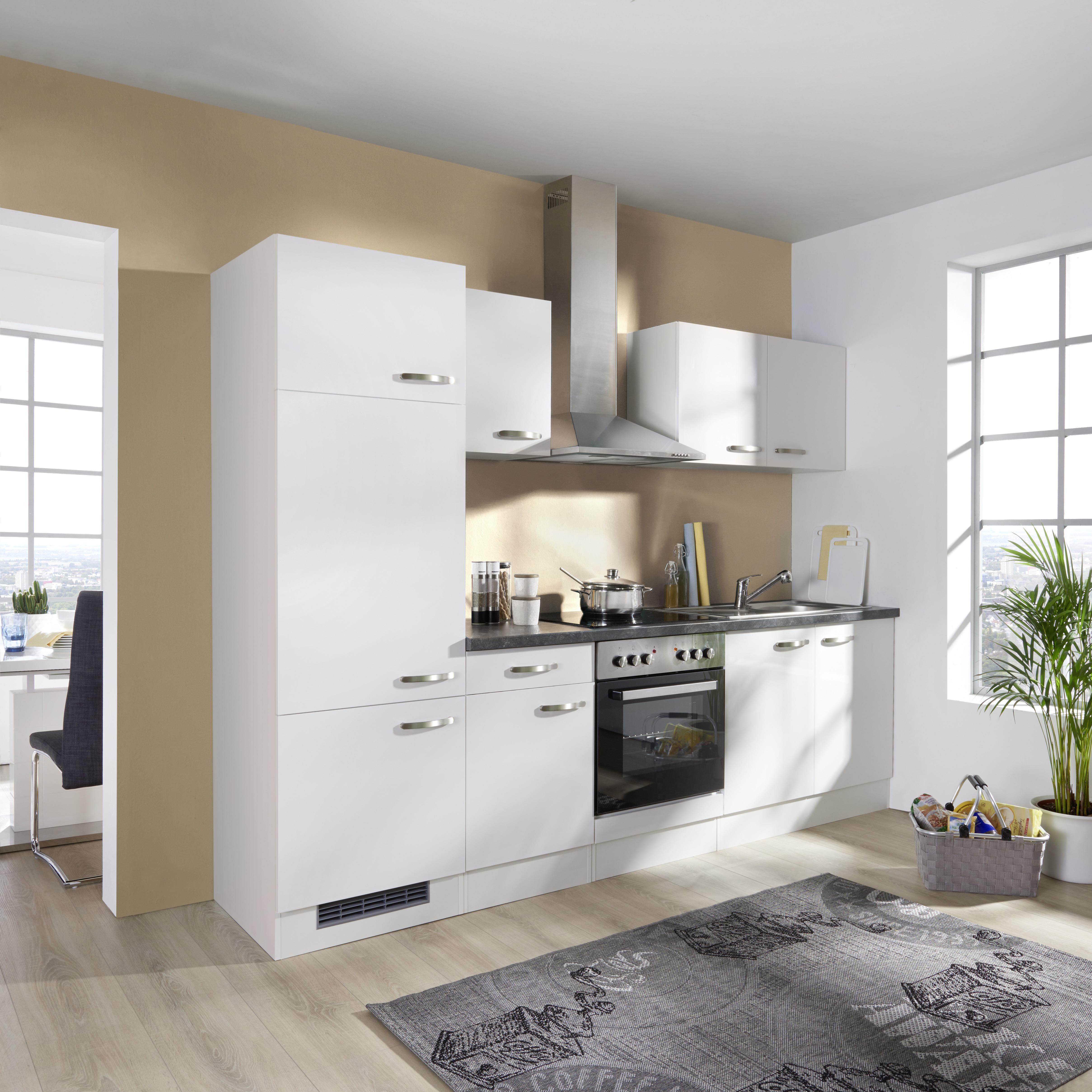 Küchenzeile Alba ohne Geräte 270 cm Weiß/Schiefer - Schieferfarben/Weiß, MODERN, Holzwerkstoff (270cm)
