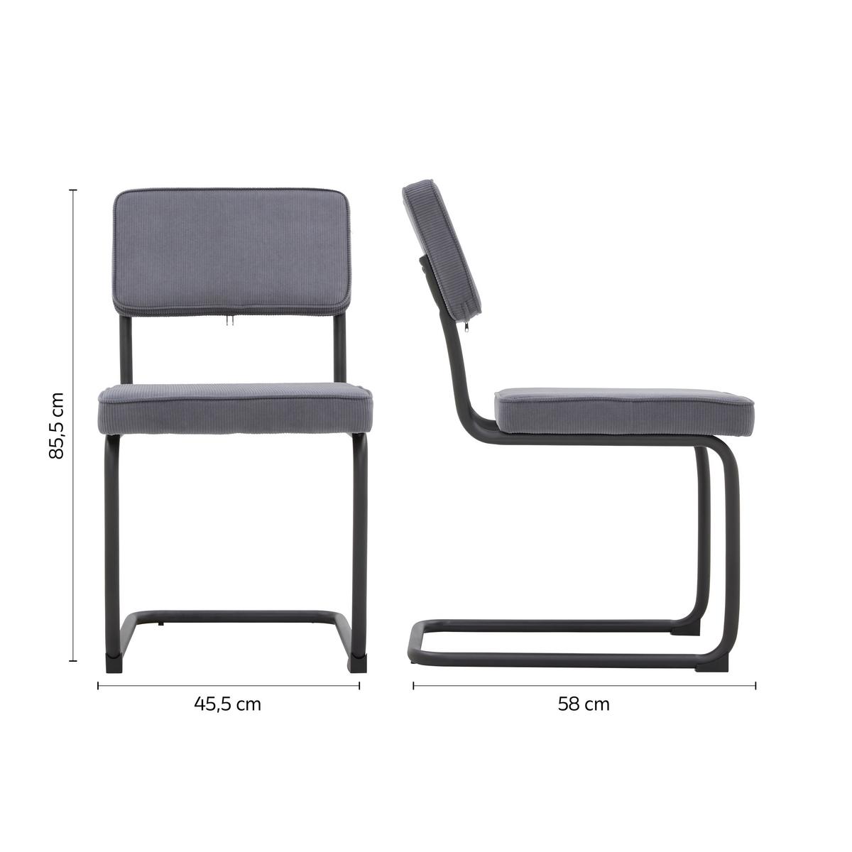 Jedálenská stolička ROSSI sivá - čierna/sivá, Modern, kov/drevo (45,5/85,5/58cm) - Bessagi Home