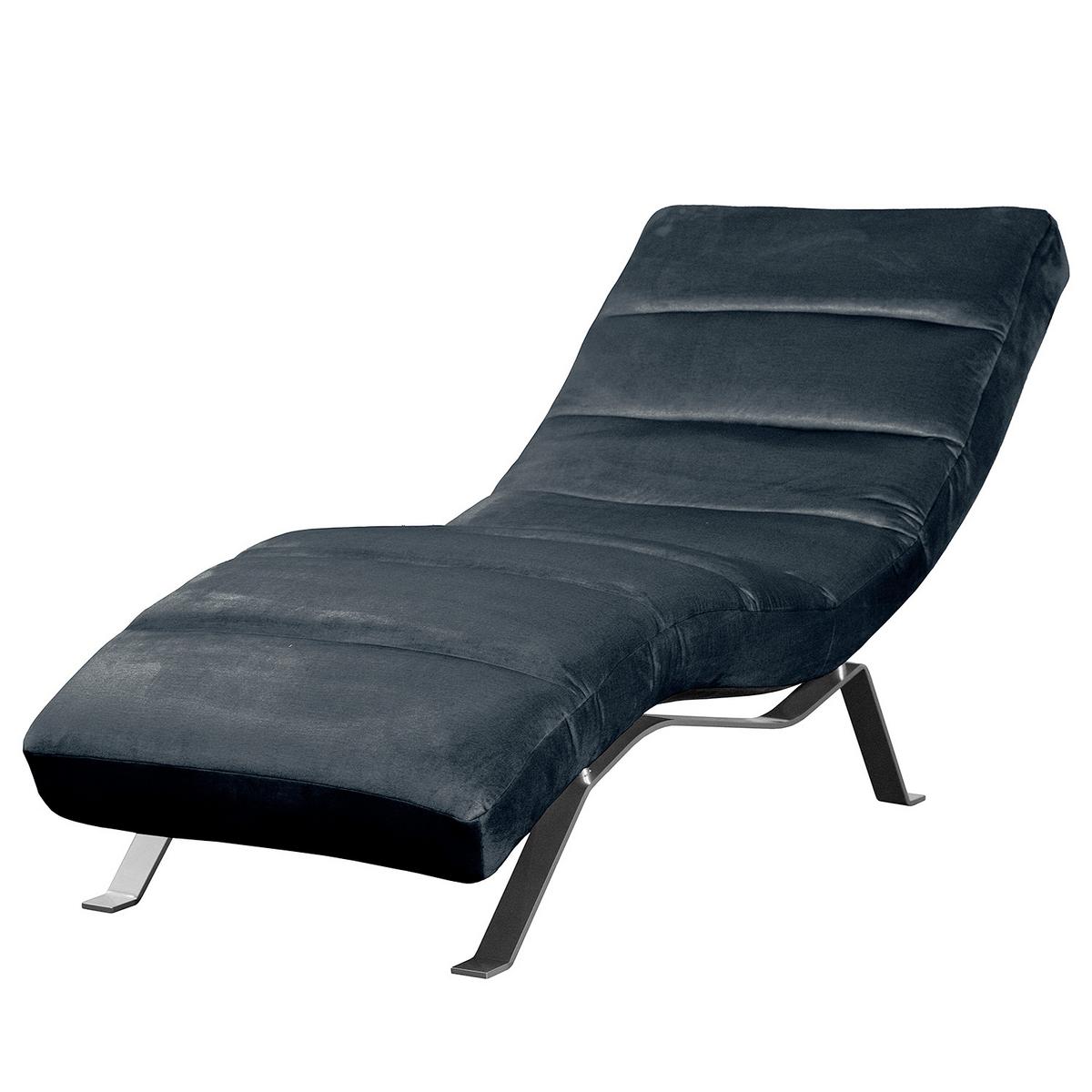 Relaxliege Swing Silver Dunkelblau B: 65 cm - Silberfarben/Dunkelblau, Design, Textil (65/65-95/171cm) - Livetastic