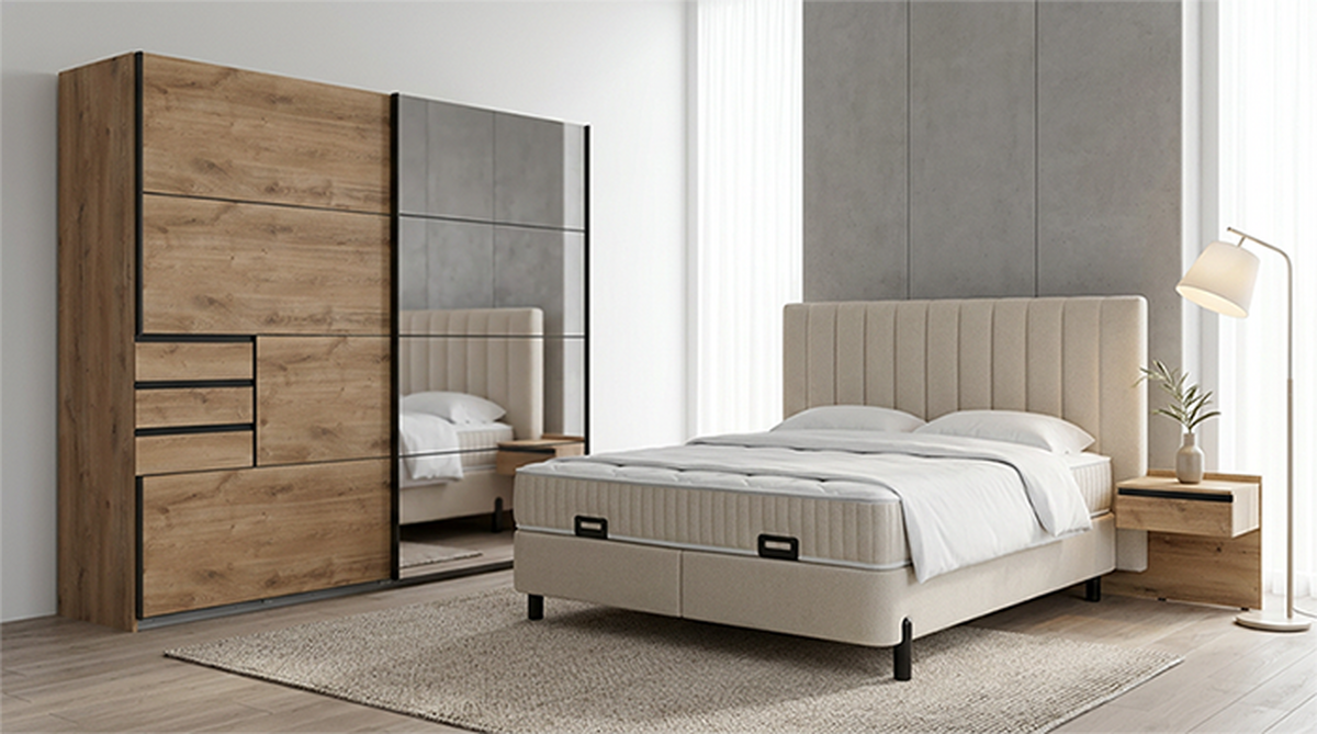 Schwebetürenschrank mit Spiegel & Laden Saigon, Eiche - Klar/Eichefarben, MODERN, Holzwerkstoff (225/210/64cm) - P & B