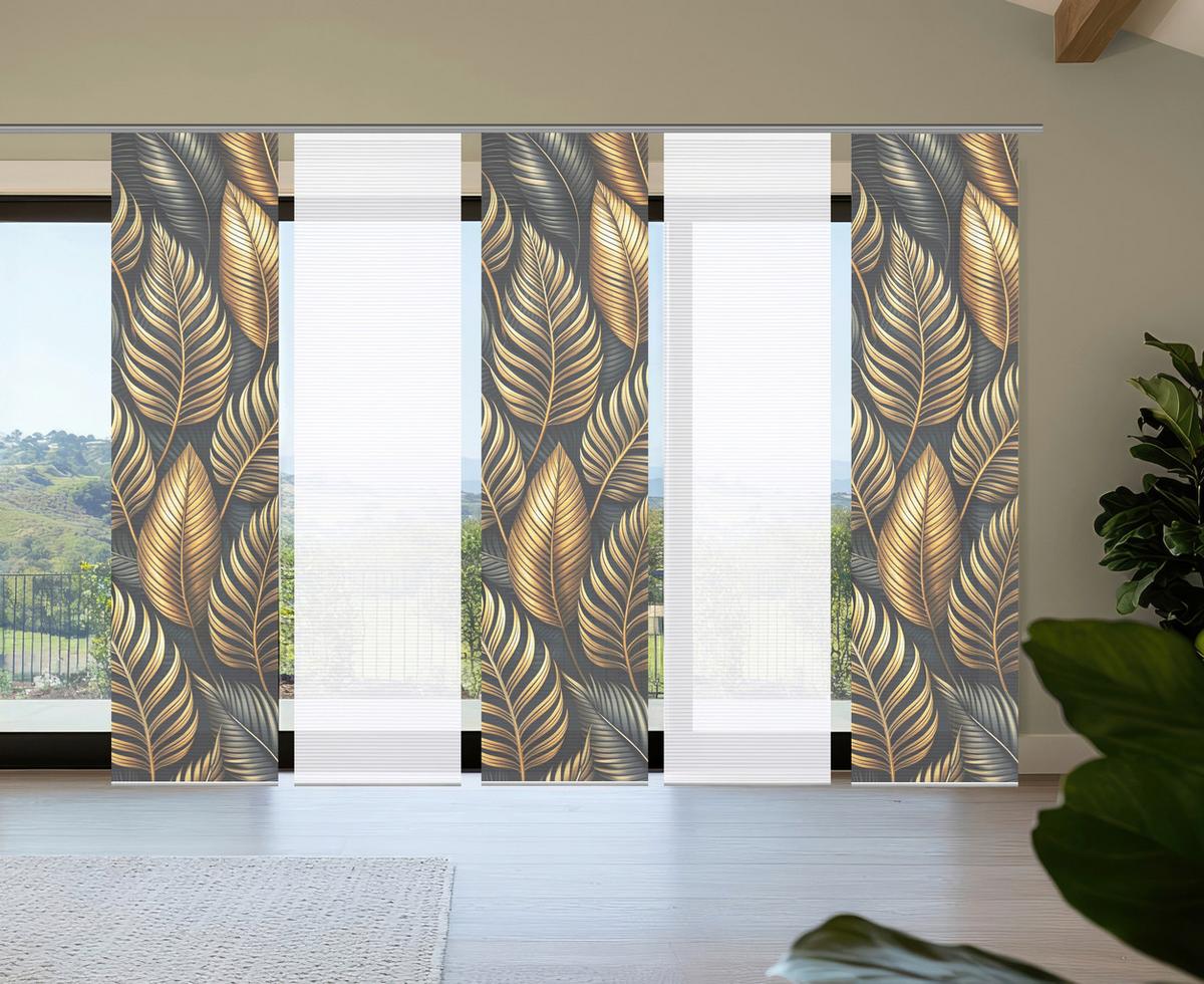 Flächenvorhang Zedric 5er Set - Anthrazit/Goldfarben, Natur, Textil (60/245cm)