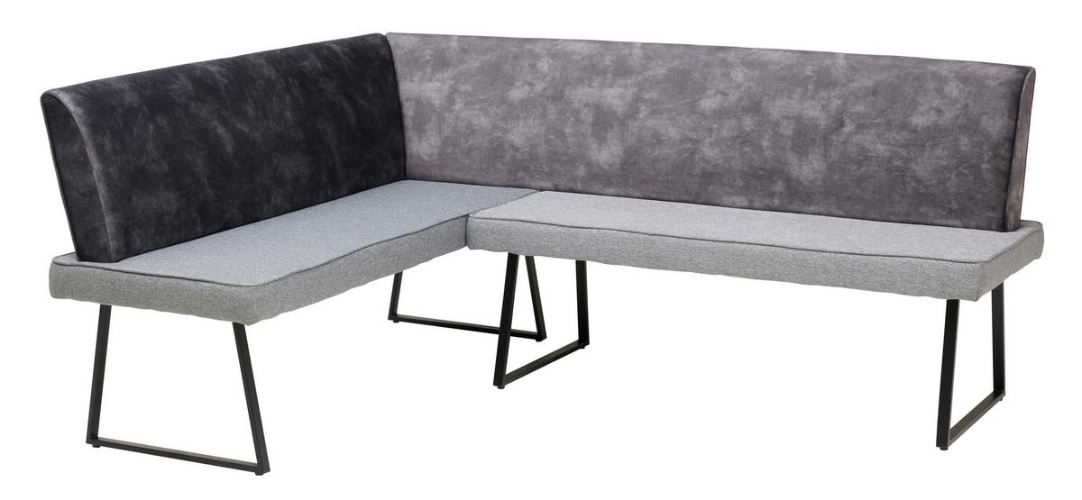 Eckbank Rab Dunkelgrau Eisen Schwarz, 155x205 Cm - Dunkelgrau/Schwarz, KONVENTIONELL, Holz/Textil (155/205cm) - MID.YOU