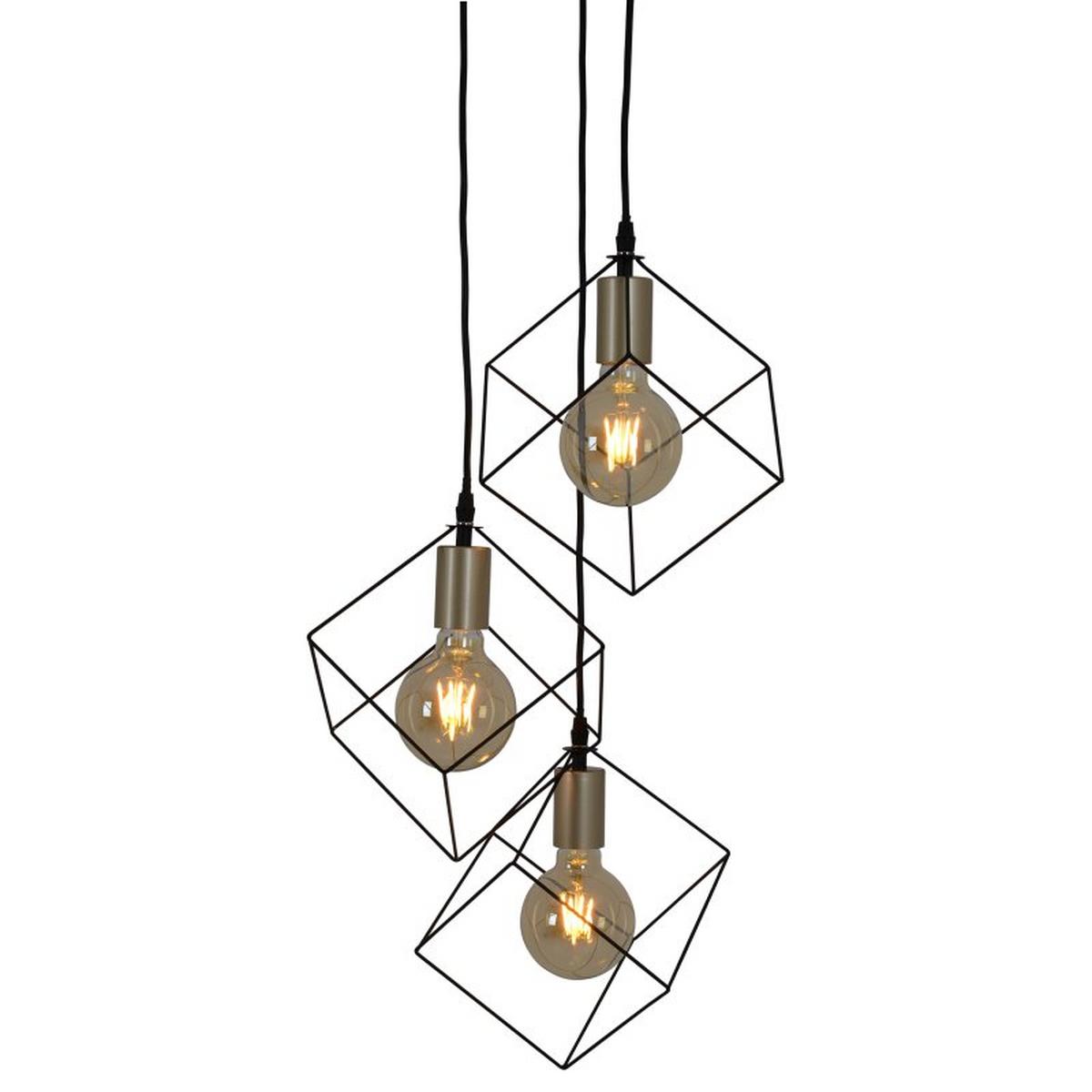 Hängeleuchte Canto H: 146 Cm 3-Flammig, Schwarz/goldfarben - Goldfarben/Schwarz, Trend, Kunststoff/Metall (60/146cm) - Näve