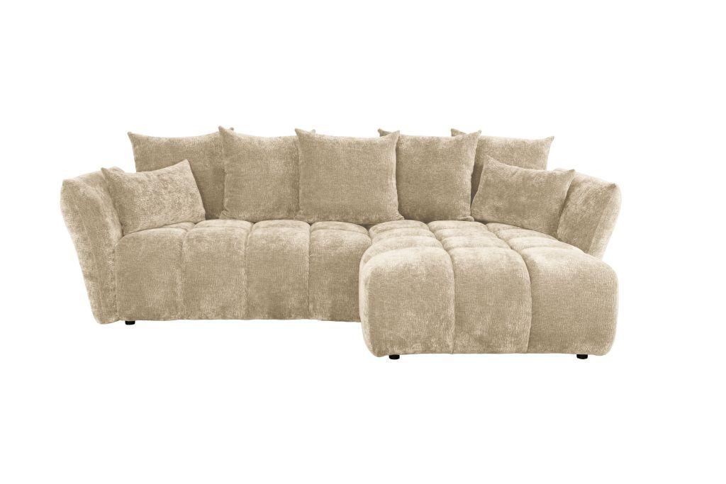 Univerzálna sedačka CAMMELLIO, krémová ženilka, 7 vankúšov - čierna/krémová, Modern, textil (296/189cm) - Mömax