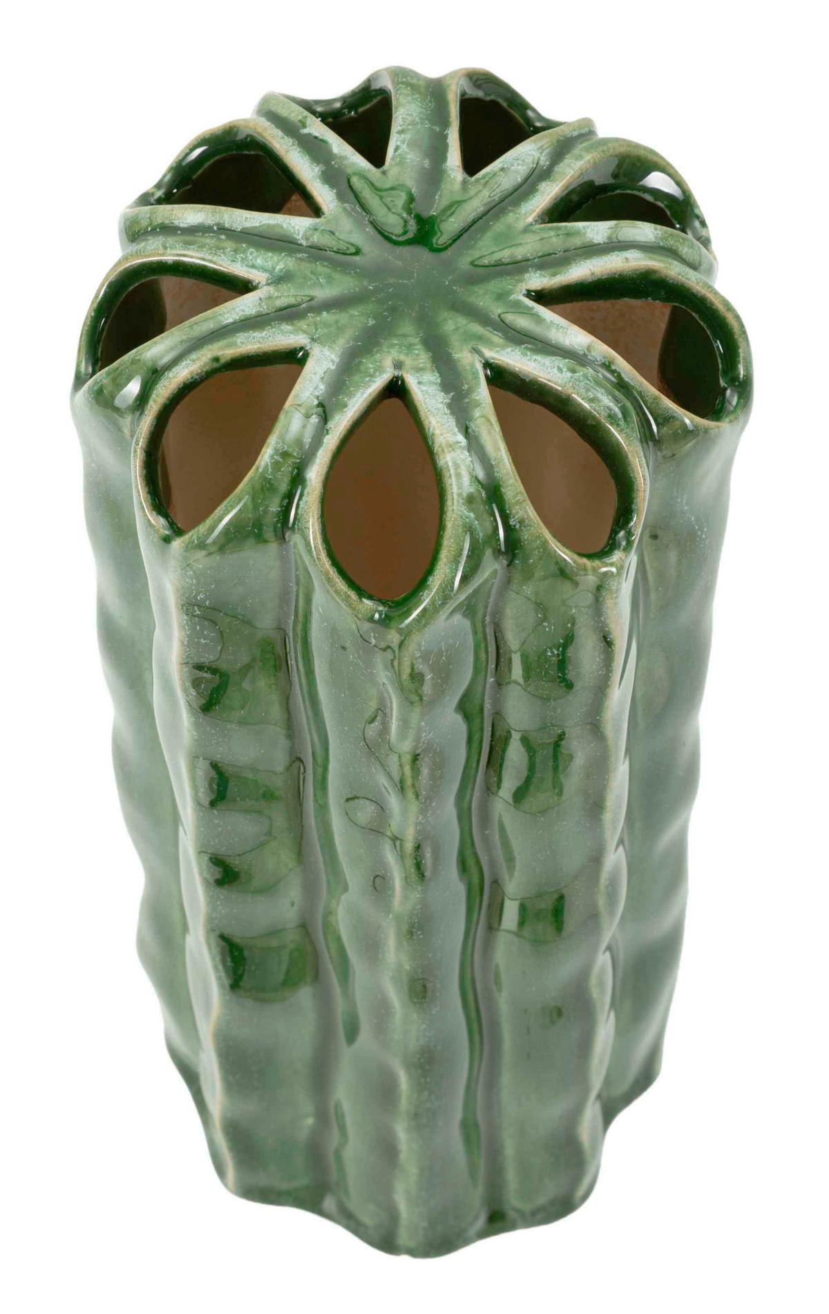 Vase Tall Cactus Pot Grün B: 11,5 cm - Grün, Basics, Keramik (11,5/23,5/11,5cm)