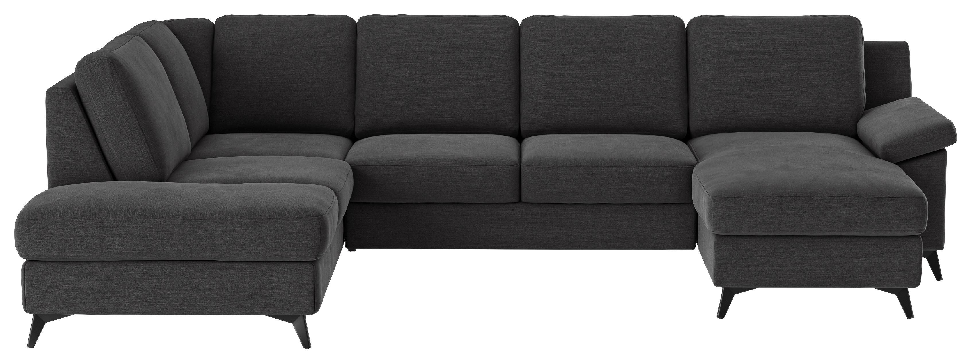 WOHNLANDSCHAFT Boom, Dunkelgrau 204x309x156 - Dunkelgrau/Schwarz, KONVENTIONELL, Textil (204/309/156cm) - Cotta