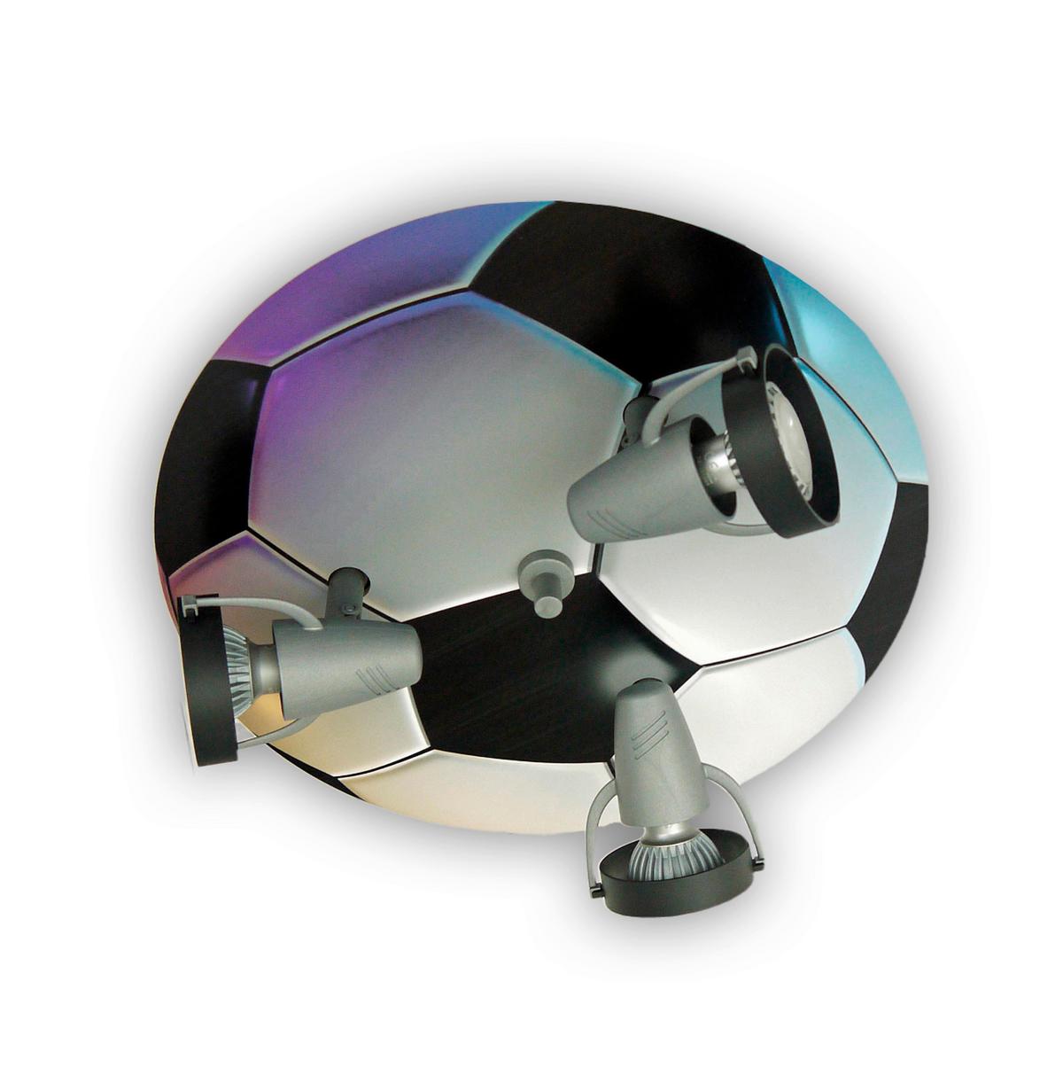 Deckenleuchte Fußball 3xgu10 Kinderzimmer Spots verstellbar - Schwarz/Weiß, Basics, Holz/Kunststoff (35cm) - Niermann