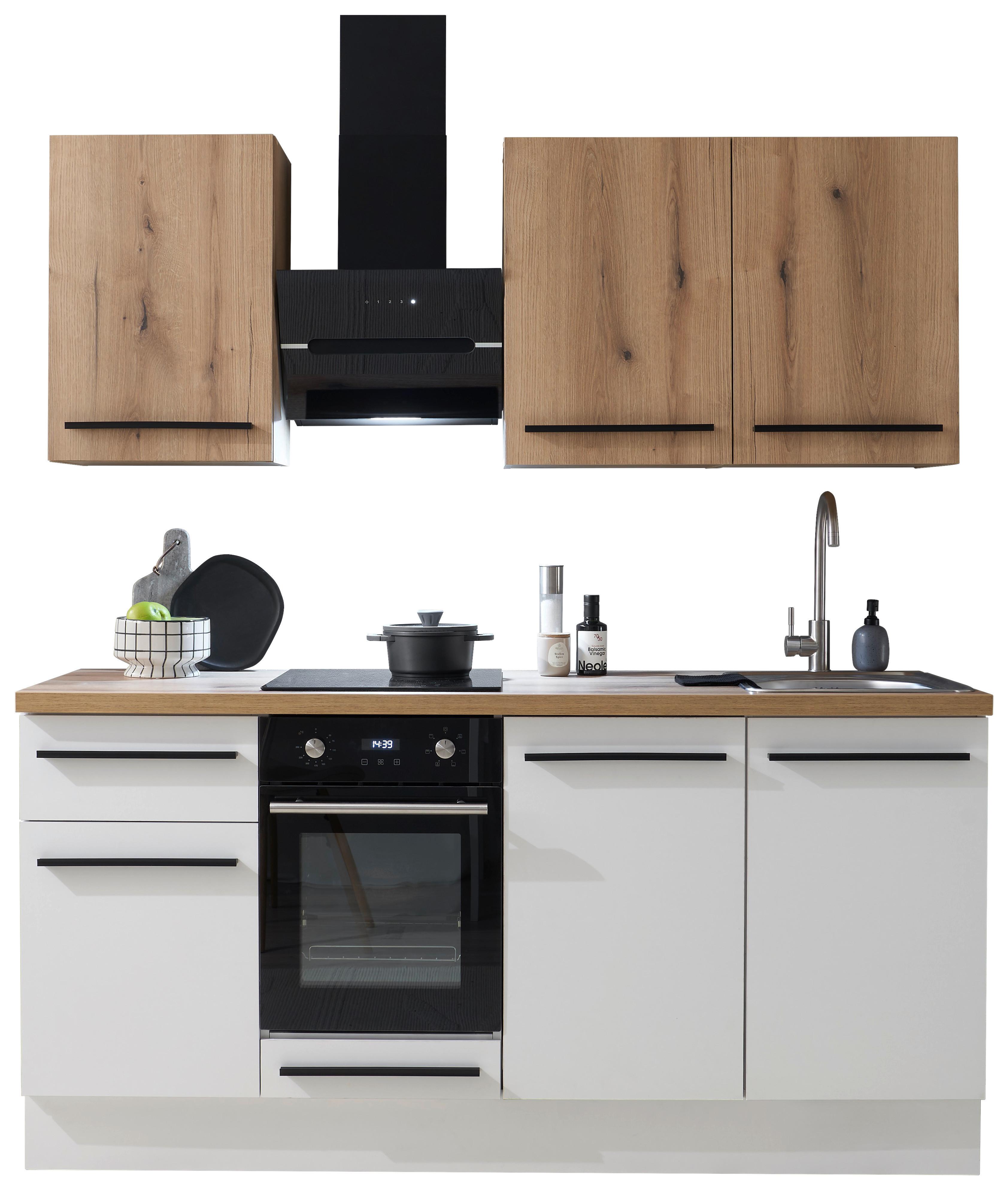 Küchenblock Torcello Weiß/Eiche Dekor B: 180 cm - Eichefarben/Weiß, KONVENTIONELL, Holzwerkstoff (180cm) - MID.YOU