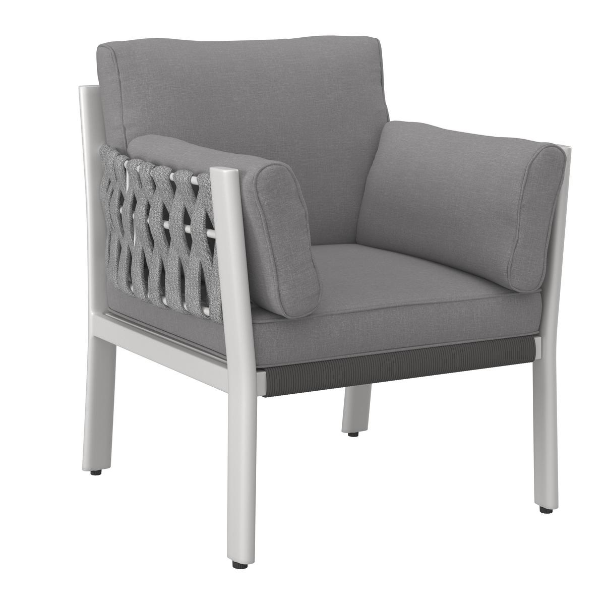 JÍDELNÍ TERASOVÁ SOUPRAVA ELISA - bílá/světle šedá, Moderní, kov/textil (238/74/75cm) - Bessagi Garden