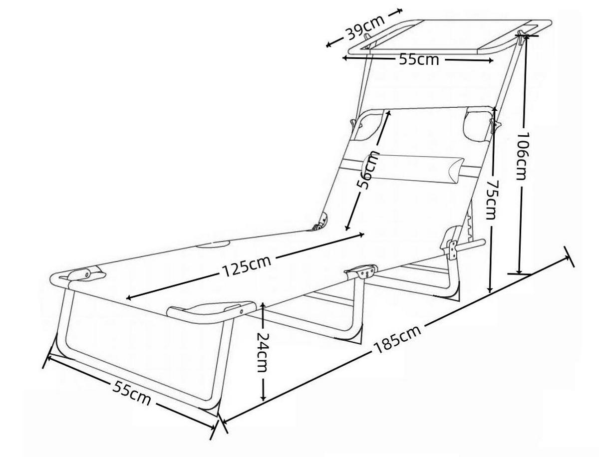Gartenliege Bindox L Stahl verstellbar - Anthrazit/Creme, MODERN, Kunststoff/Textil (185/55/24cm) - Ambia Garden