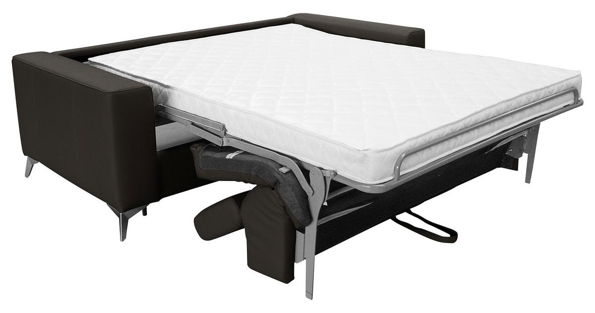 Schlafsofa Mondo, Dunkelbraun B: 206 cm - Dunkelbraun/Silberfarben, Design, Leder/Textil (206/95/101cm) - Livetastic