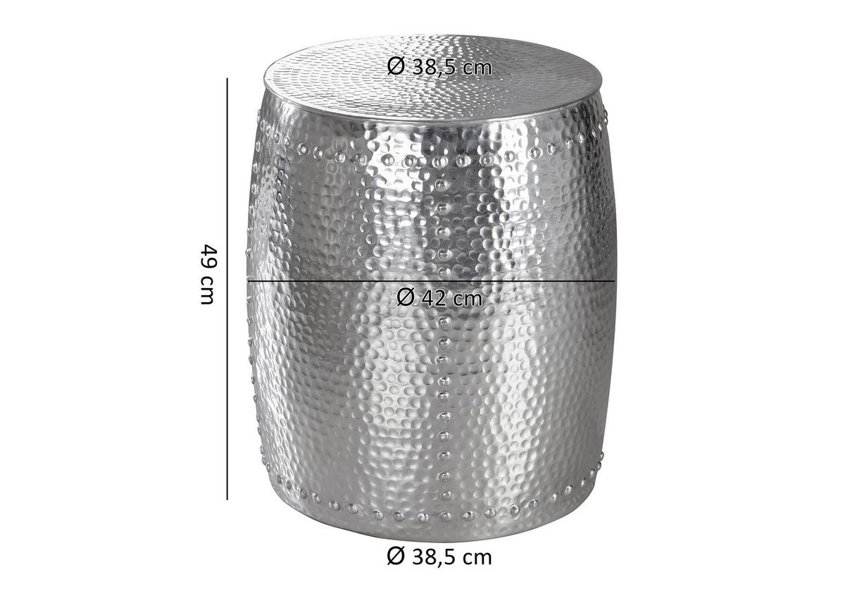Beistelltisch Orientalisch Rund Pedro, Silberfarben - Silberfarben, LIFESTYLE, Metall (39/49cm) - MID.YOU
