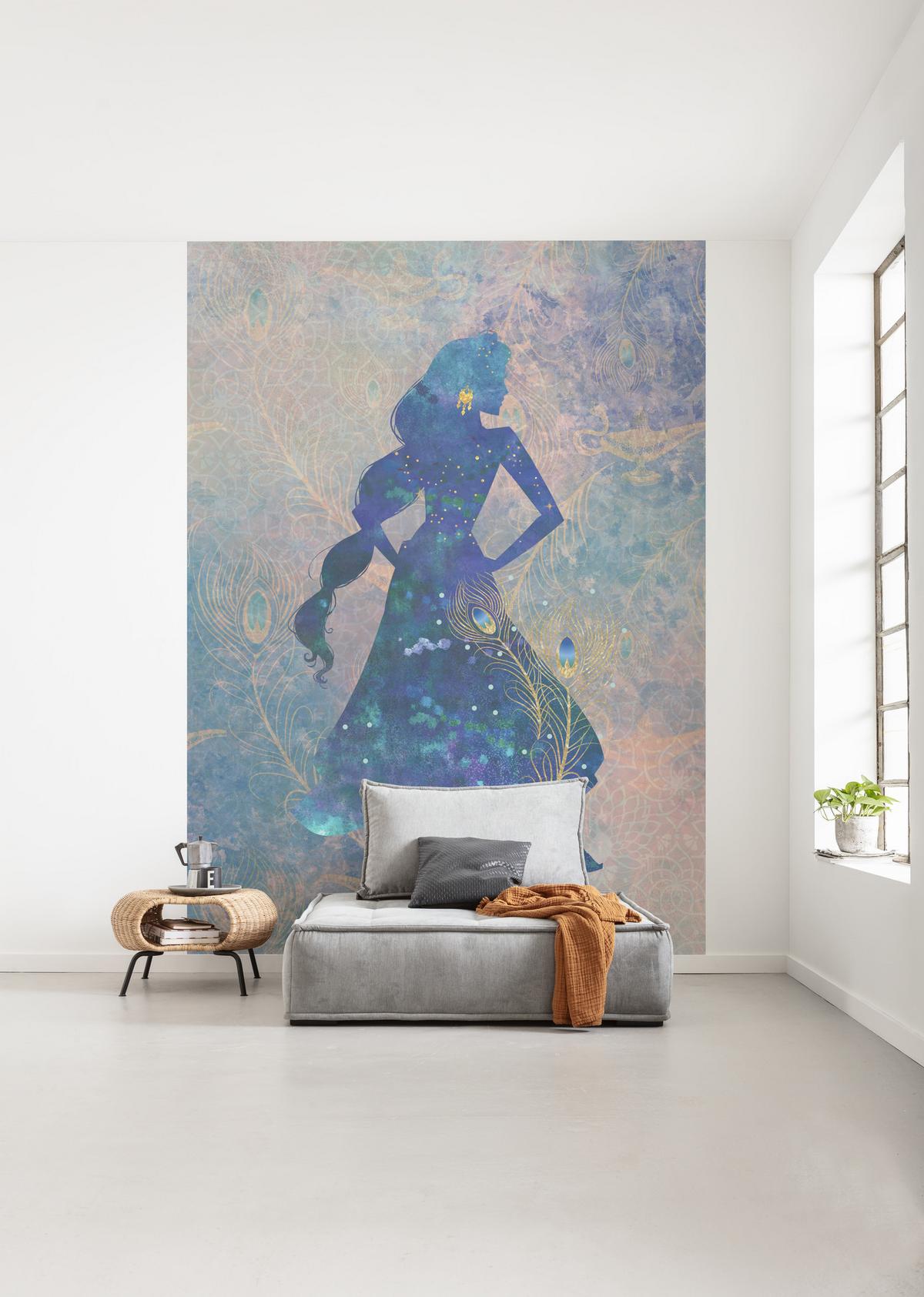 Fototapete Jasmin Silhouette - Blau/Grün, Trend, Textil (200/280cm)