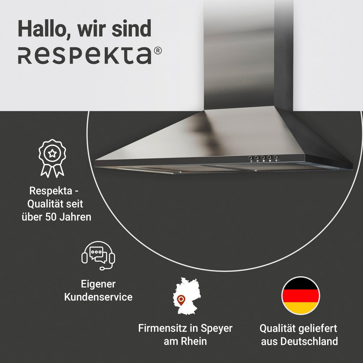 Dunstabzugshaube Respekta Nola Edelstahlfarben B: 60 Cm - Edelstahlfarben, Trend, Metall (60/58-96/47,5cm) - Respekta