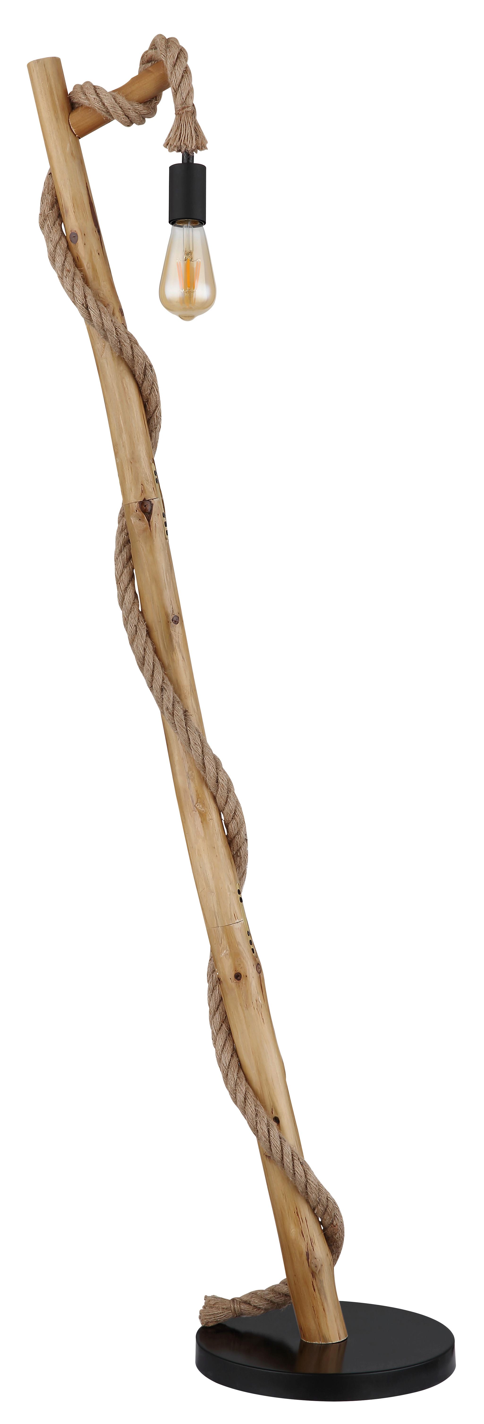 Stehleuchte 69029S - Schwarz/Braun, Natur, Naturmaterialien/Holz (42.5/30/150cm) - Globo