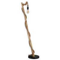 Stehleuchte 69029S - Schwarz/Braun, Natur, Naturmaterialien/Holz (42.5/30/150cm) - Globo