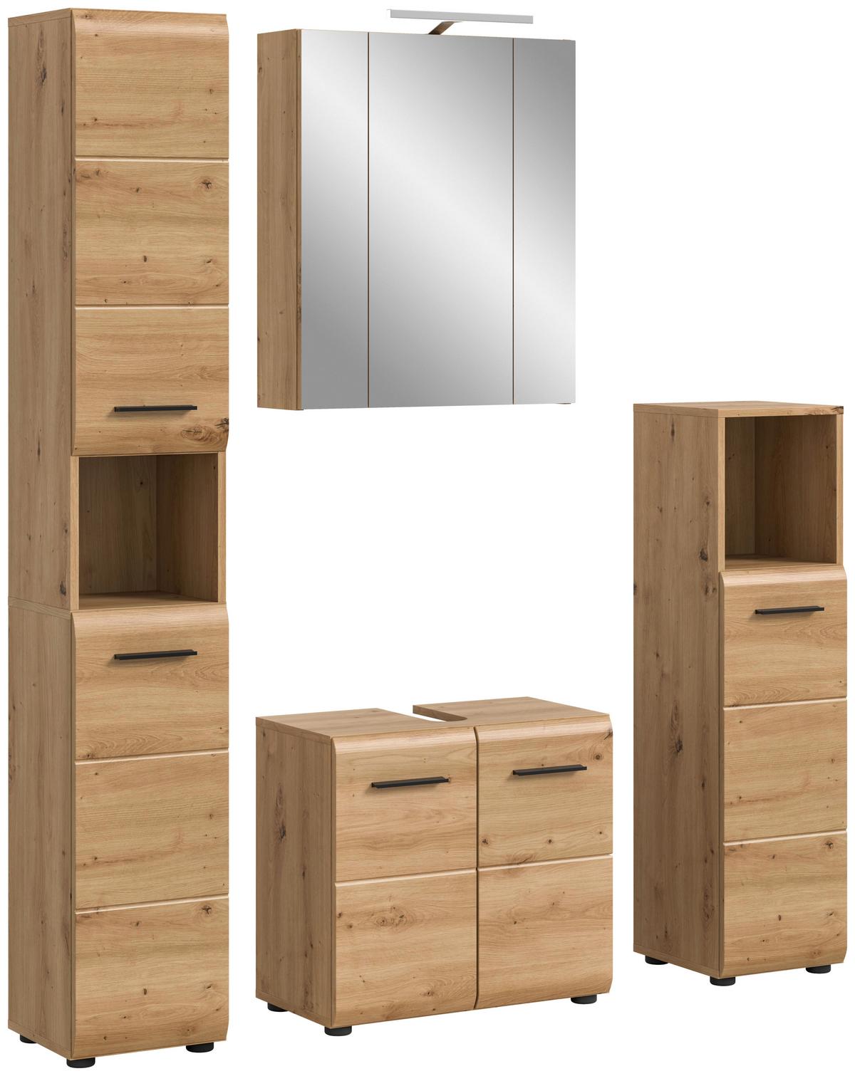 Badezimmer Ice Eiche Artisan Dekor B: 120cm - Schwarz/Eiche Artisan, Basics, Holzwerkstoff (120cm) - MID.YOU