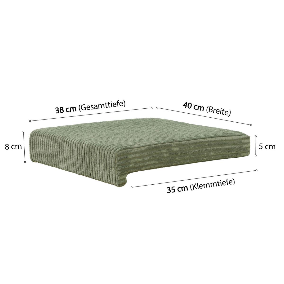 Bankkissen 2-Tlg. Set Cord, Salbei, LxB: 40x35/38 cm - Salbeigrün, Basics, Textil (40/35/38/5/8cm)