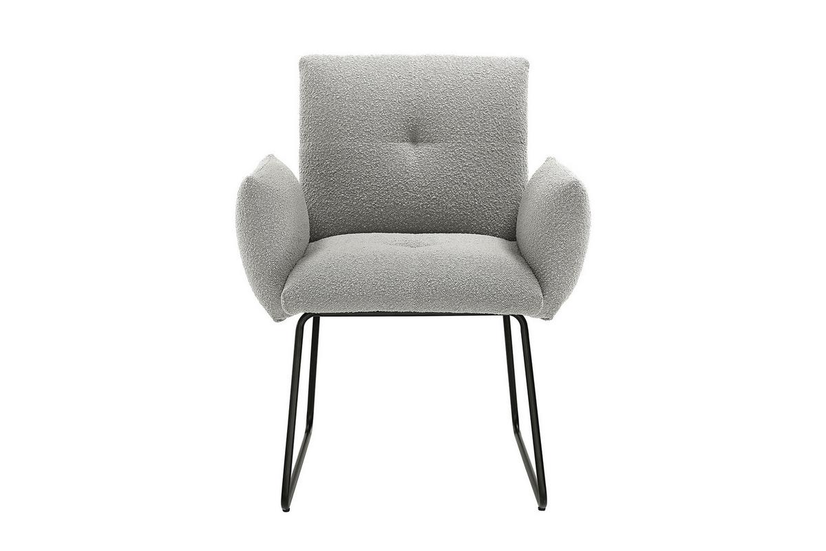 Armlehnstuhl Hellgrau B: 73,5 cm - Hellgrau/Schwarz, MODERN, Textil/Metall (73,5/87/64,5cm) - Livetastic