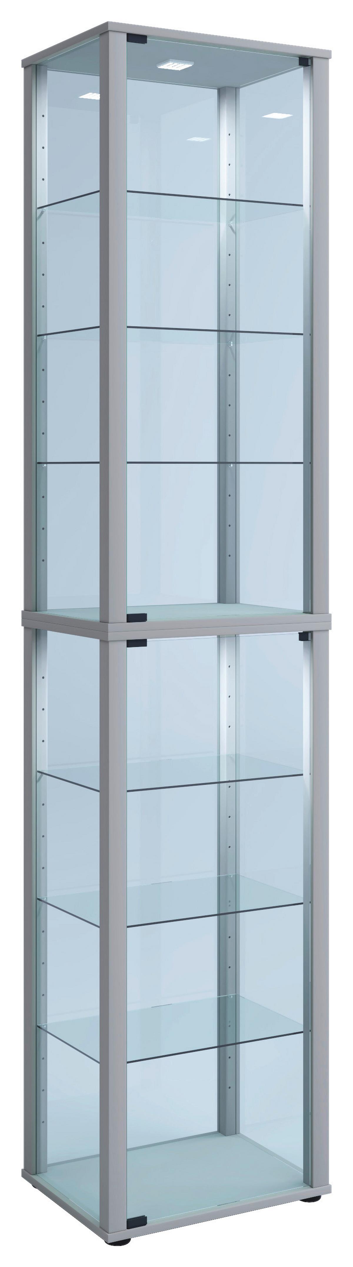 Vitrine Kavisa B: 50 Cm Silberfarben - Silberfarben/Schwarz, MODERN, Glas/Holzwerkstoff (50/227/38cm) - MID.YOU