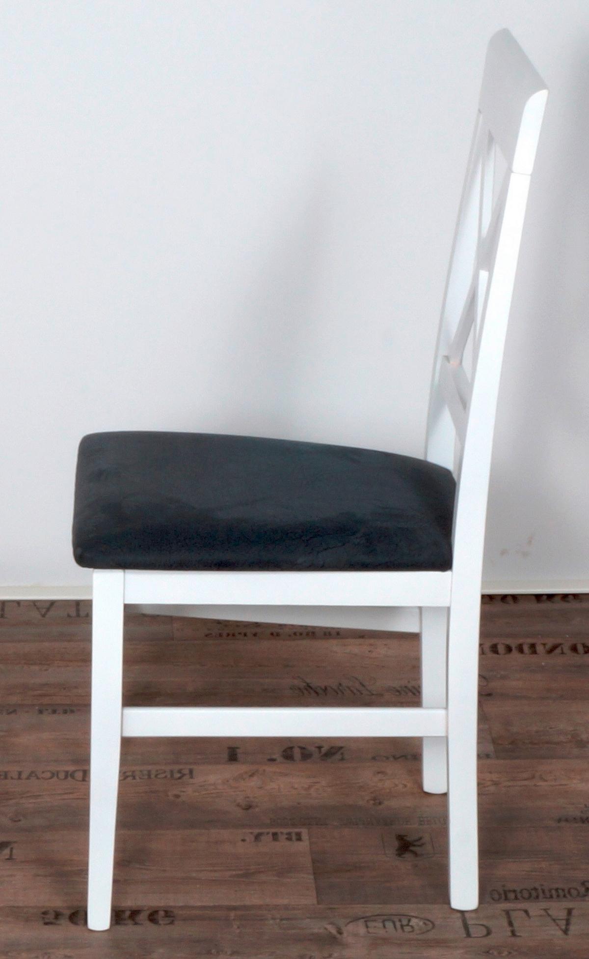 Stuhl-set Madrano Grau/weiß B: 44 Cm - Weiß/Grau, KONVENTIONELL, Holz/Textil (44/93/46cm) - MID.YOU