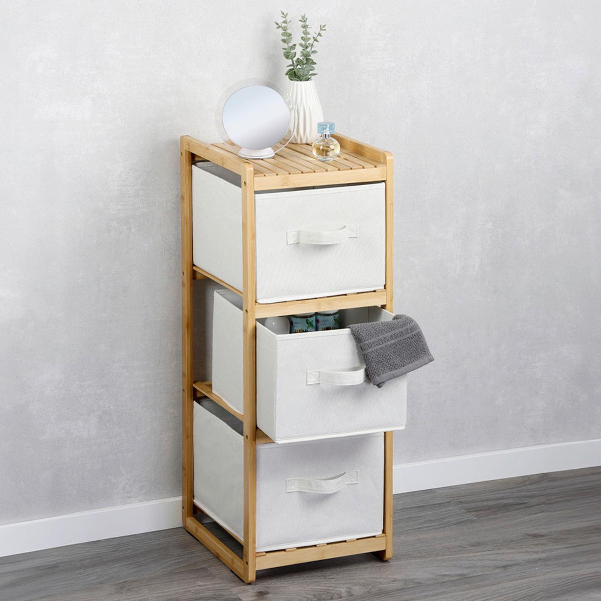 REGAL Bambus/Weiß B: 29,5cm - Naturfarben/Weiß, Basics, Naturmaterialien/Textil (29,5/87/33,5cm) - Kesper