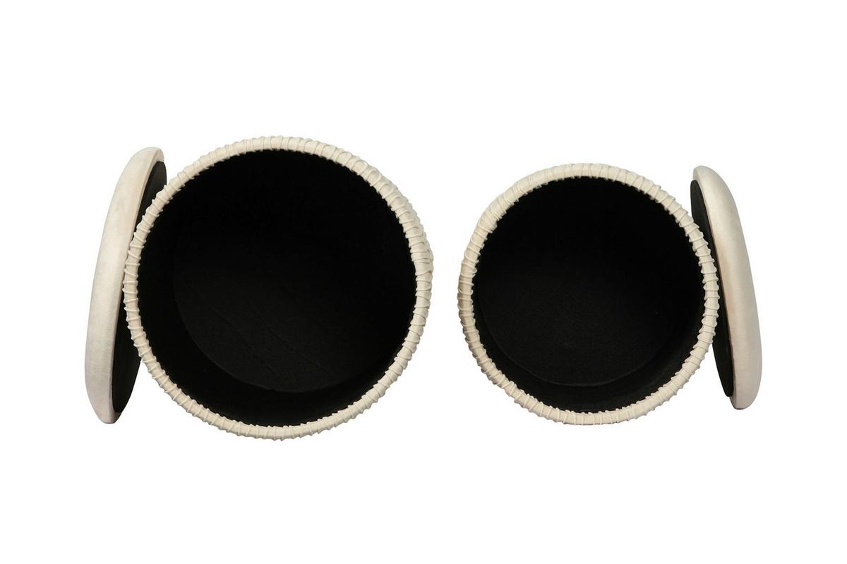 Hocker Zora Grau Polyester, D: 31,5 Cm - Goldfarben/Grau, Design, Textil/Metall (31,5/38/31,5cm) - Kayoom