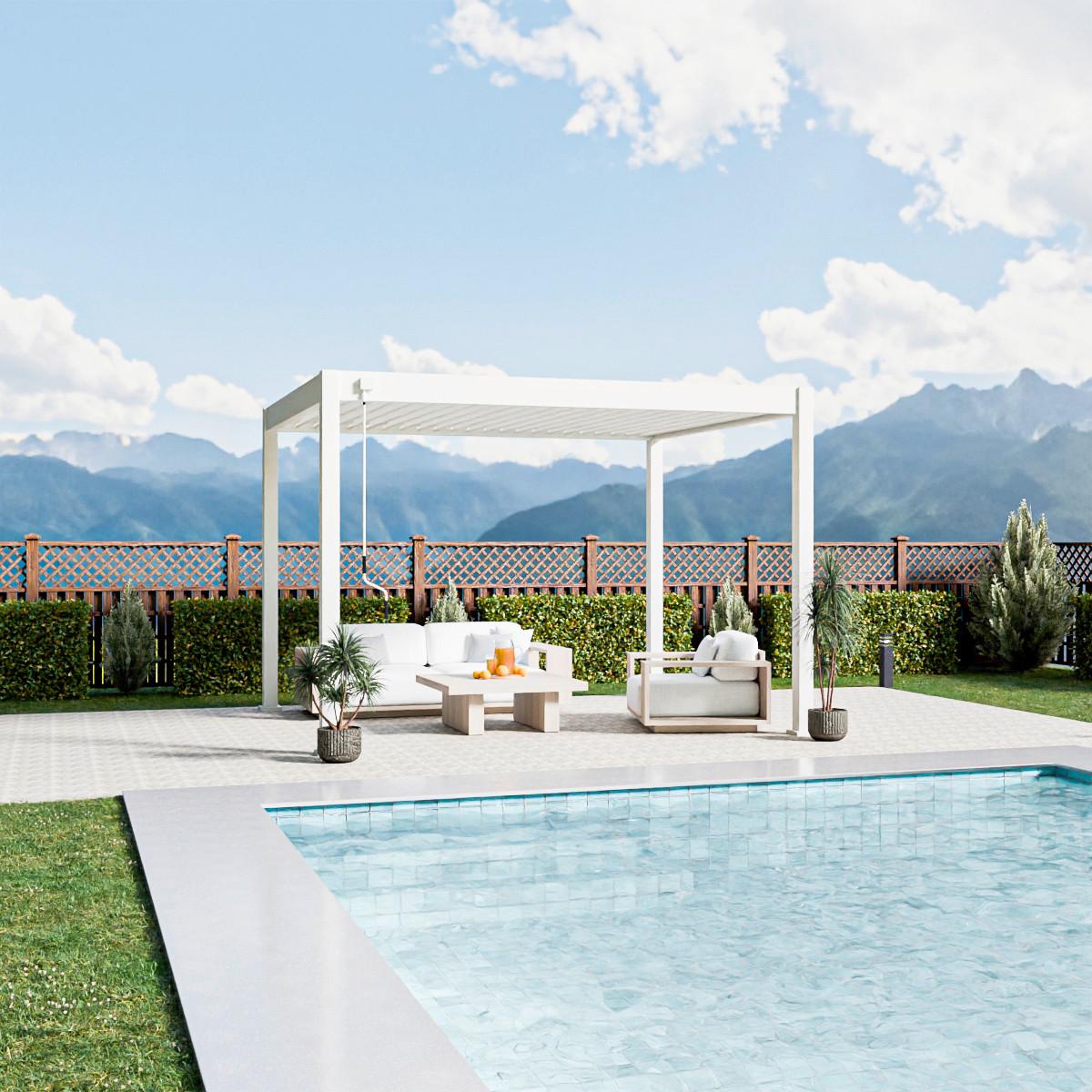 Pergola 300x360 cm Wetterbeständig, Weiß - Weiß Hochglanz, Basics, Metall (300/255/360cm)