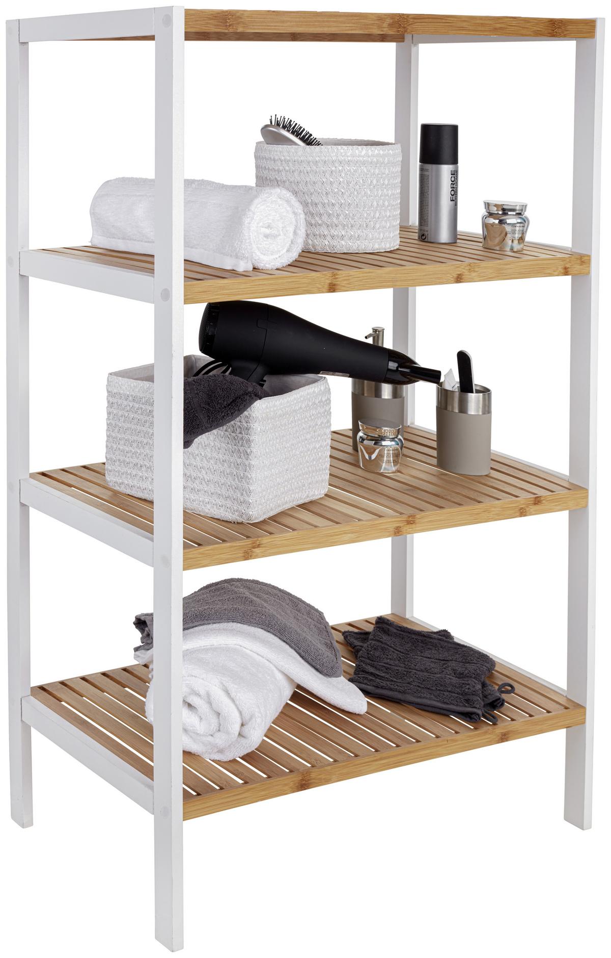 Regal Bambu B 70cm, Weiß/braun - Weiß/Braun, MODERN, Holz/Holzwerkstoff (70/110/33cm)