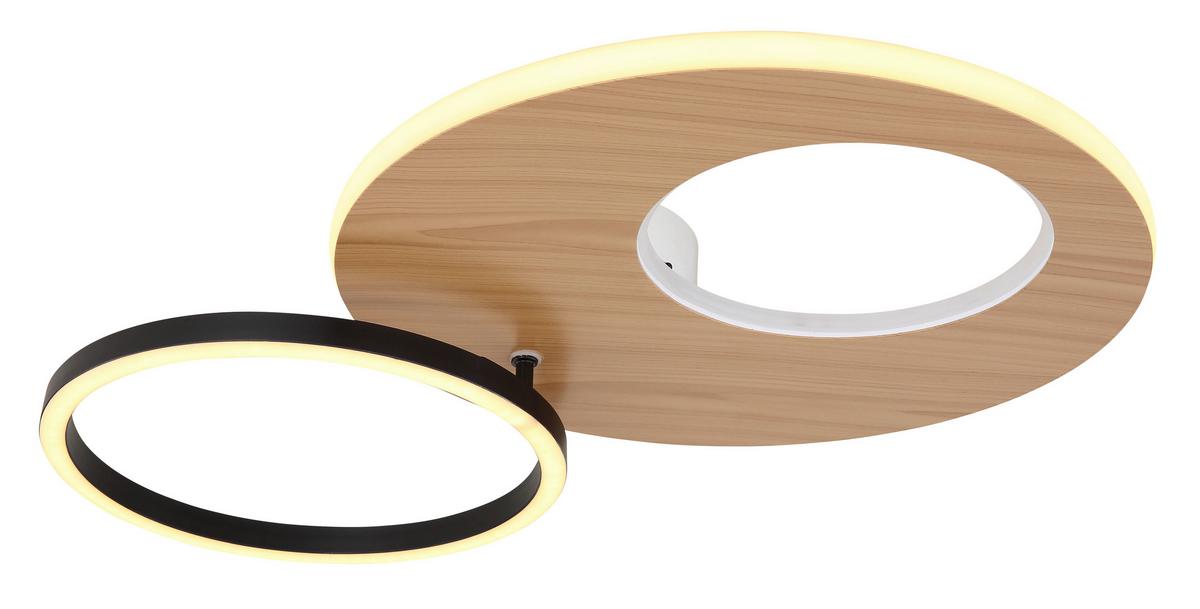 Led-deckenleuchte 67285-21 - Dunkelbraun/Opal, Design, Holzwerkstoff/Kunststoff (61,2/40/10,5cm) - Globo