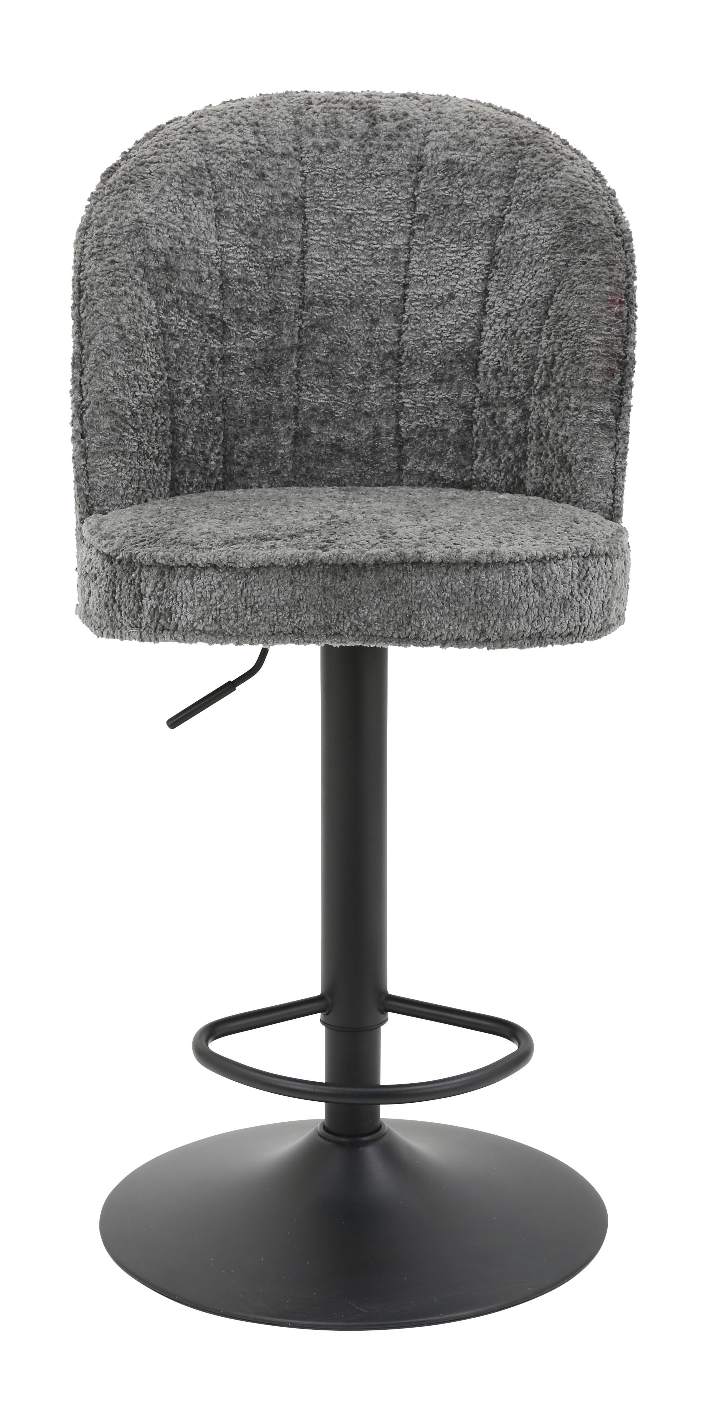 Barová židle Romy, šedá - šedá/černá, Moderní, kov/textil (53/99-119/48cm) - Mömax