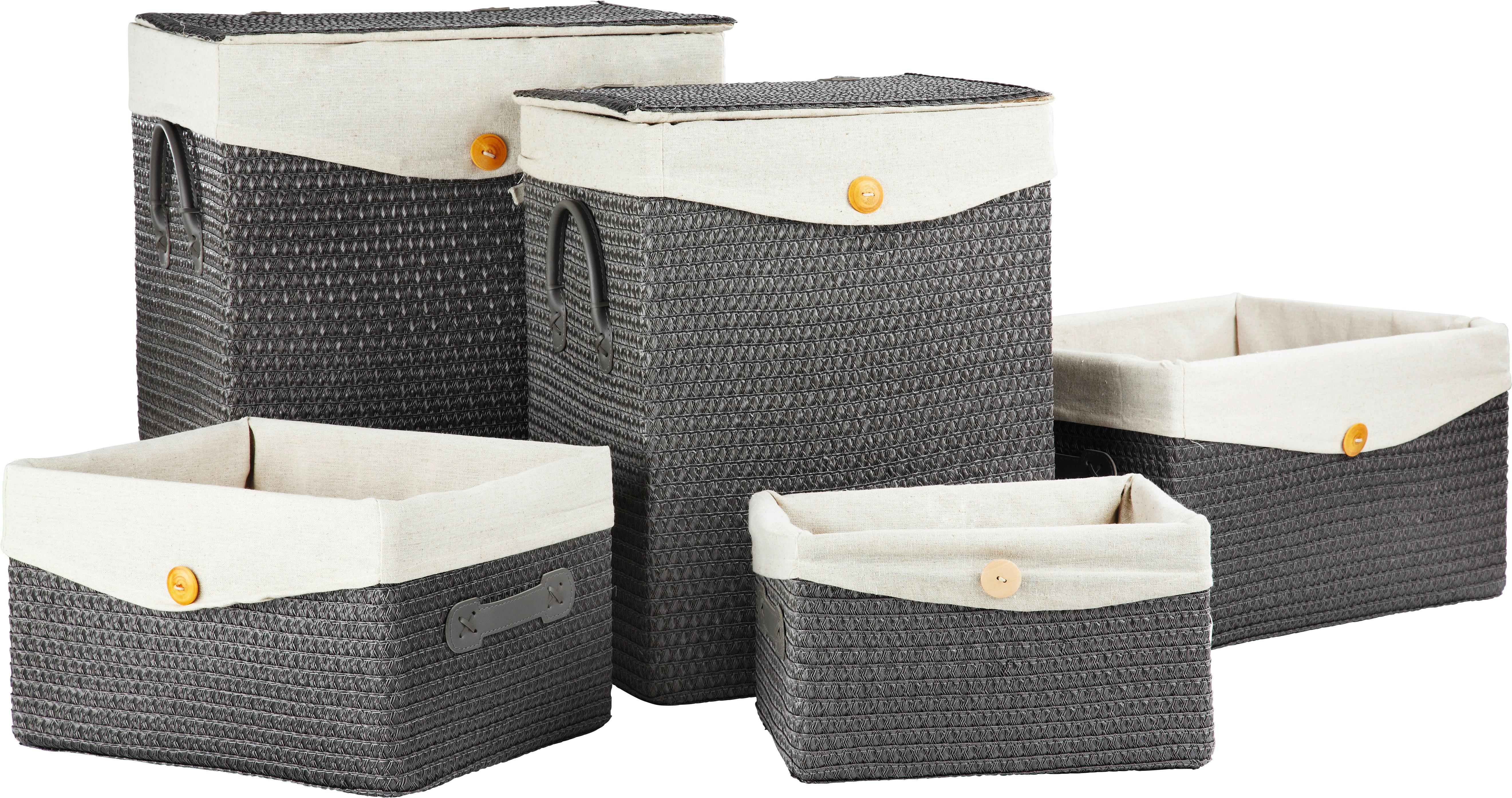 Koš Regálový "denise" - L - šedá, Romantický / Rustikální, textil/plast (40/23/30cm) - Modern Living