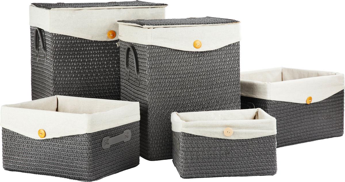 KOŠ DENISE - šedá, Romantický / Rustikální, textil/plast (29/17/21cm) - Mömax